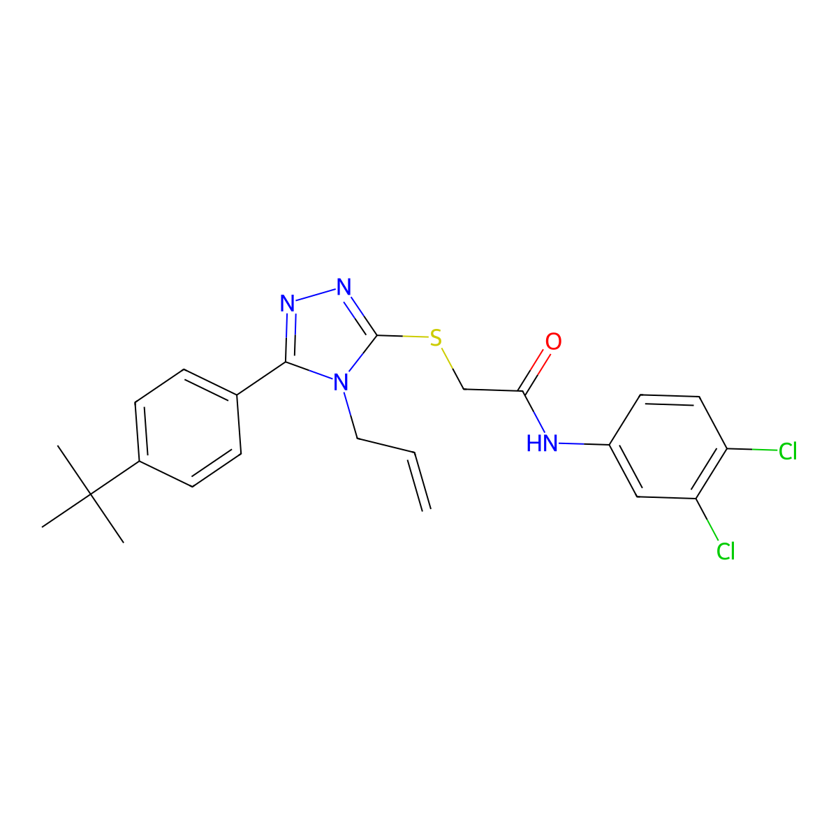 2-{[5-(4-tert-butylphenyl)-4-(prop-2-en-1-yl)-4H-1,2,4-triazol-3-yl]sulfanyl}-N-(3,4-dichlorophenyl)acetamide molecular structure, CAS 537703-78-9