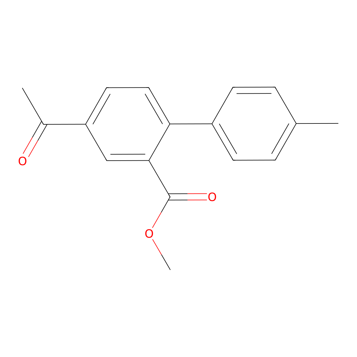 [1,1'-Biphenyl]-2-carboxylic acid, 4-acetyl-4'-methyl-, methyl ester molecular structure, CAS 537715-75-6