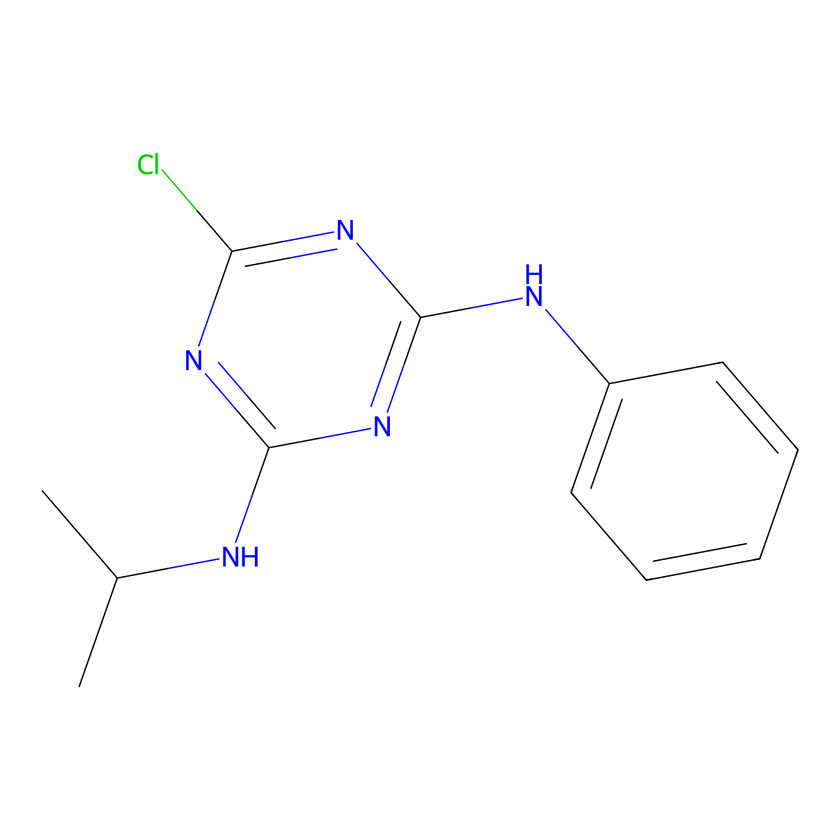 6-Chloro-N-isopropyl-N'-phenyl-[1,3,5]triazine-2,4-diamine molecular structure, CAS 53773-09-4