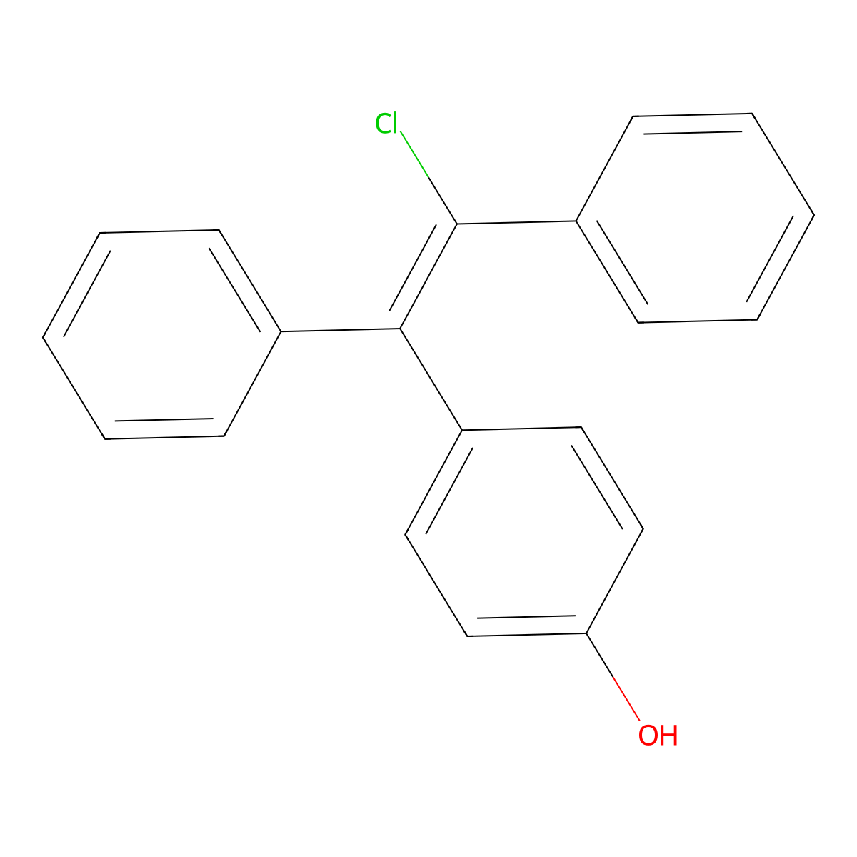 4-(2-Chloro-1,2-diphenylethenyl)phenol molecular structure, CAS 53775-07-8