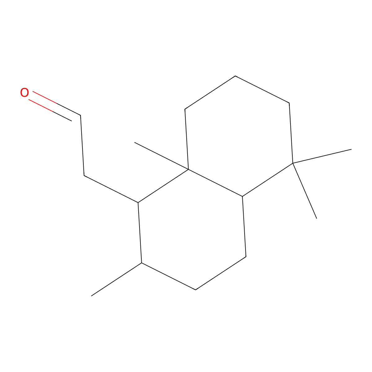 Decahydro-2,5,5,8a-tetramethylnaphthalen-1-acetaldehyde molecular structure, CAS 53779-39-8