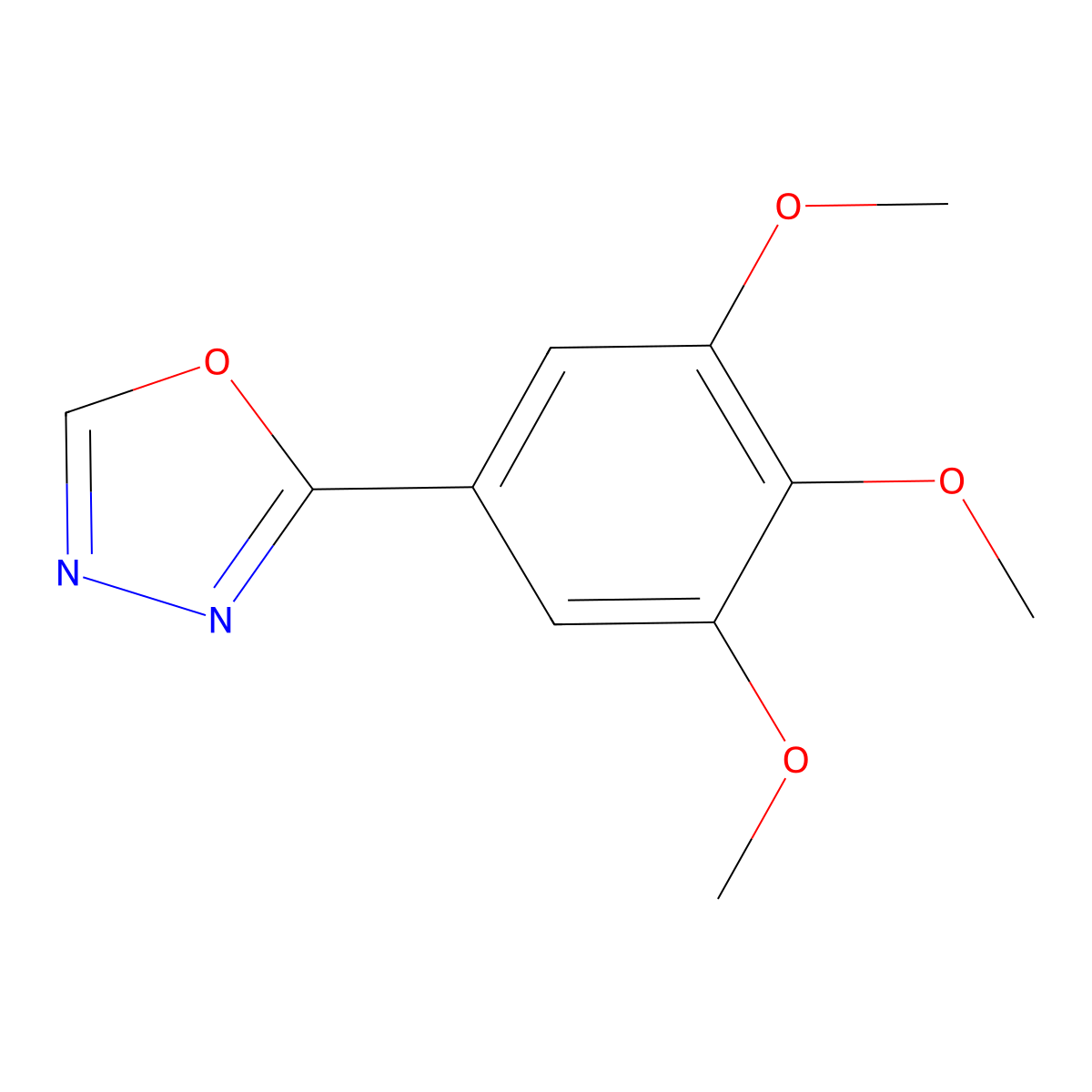 2-(3,4,5-Trimethoxyphenyl)-1,3,4-oxadiazole molecular structure, CAS 5378-26-7