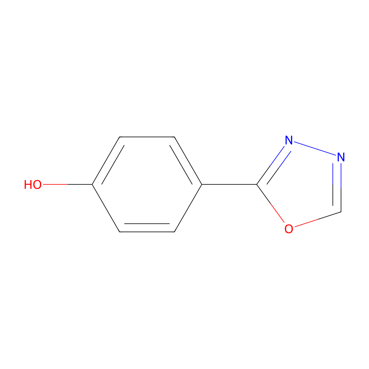 4-(1,3,4-Oxadiazol-2-yl)phenol molecular structure, CAS 5378-27-8