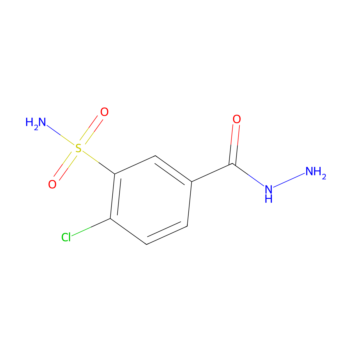 2-Chloro-5-(hydrazinecarbonyl)benzene-1-sulfonamide molecular structure, CAS 5378-62-1