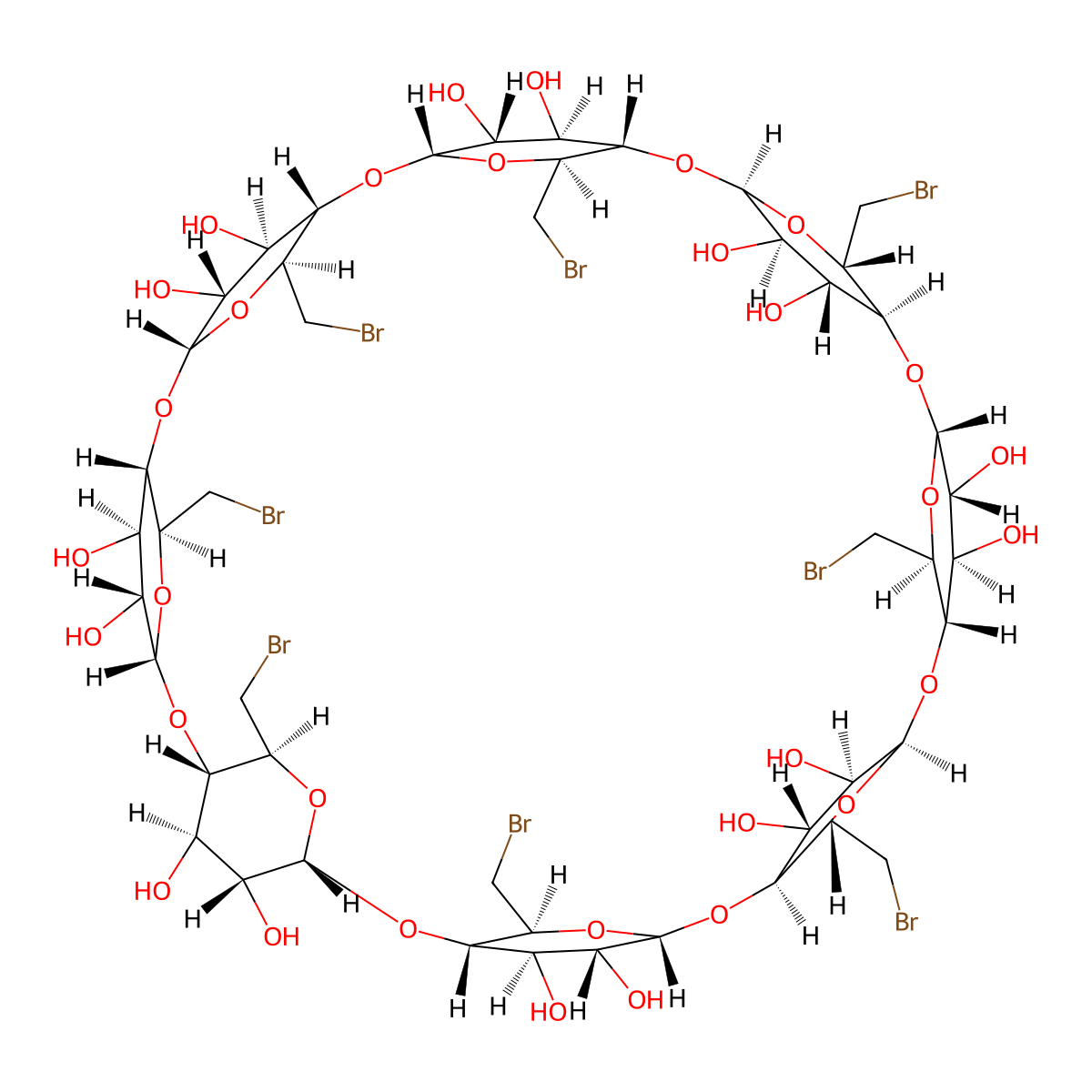 Octakis-6-bromo-6-deoxy-gamma-cyclodextrin molecular structure, CAS 53784-84-2