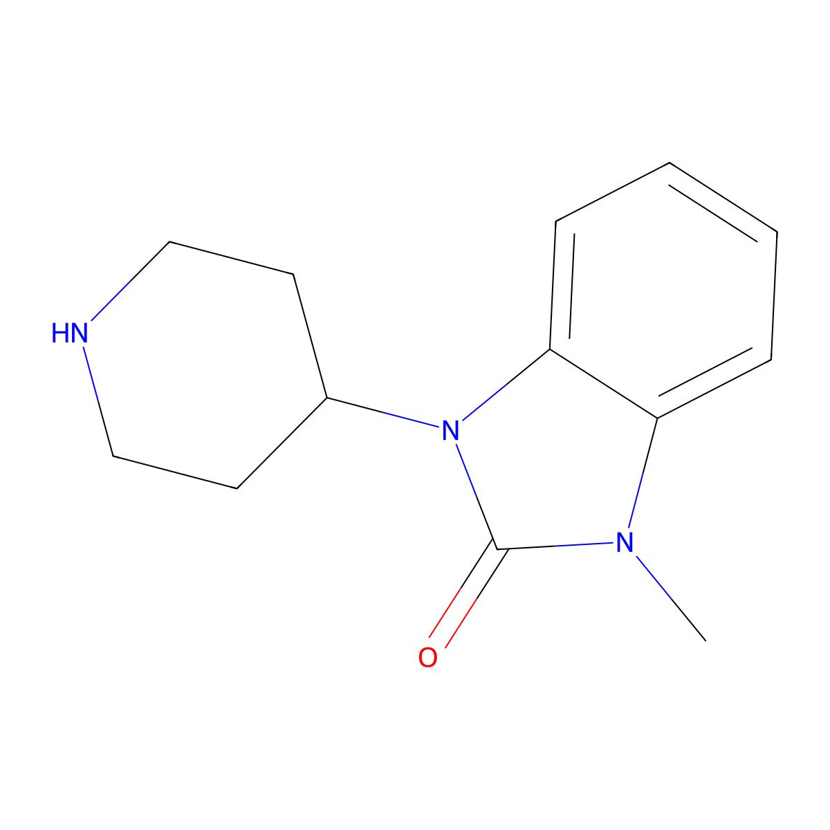 1-Methyl-3-(piperidin-4-yl)-1,3-dihydro-2H-benzimidazol-2-one molecular structure, CAS 53786-10-0