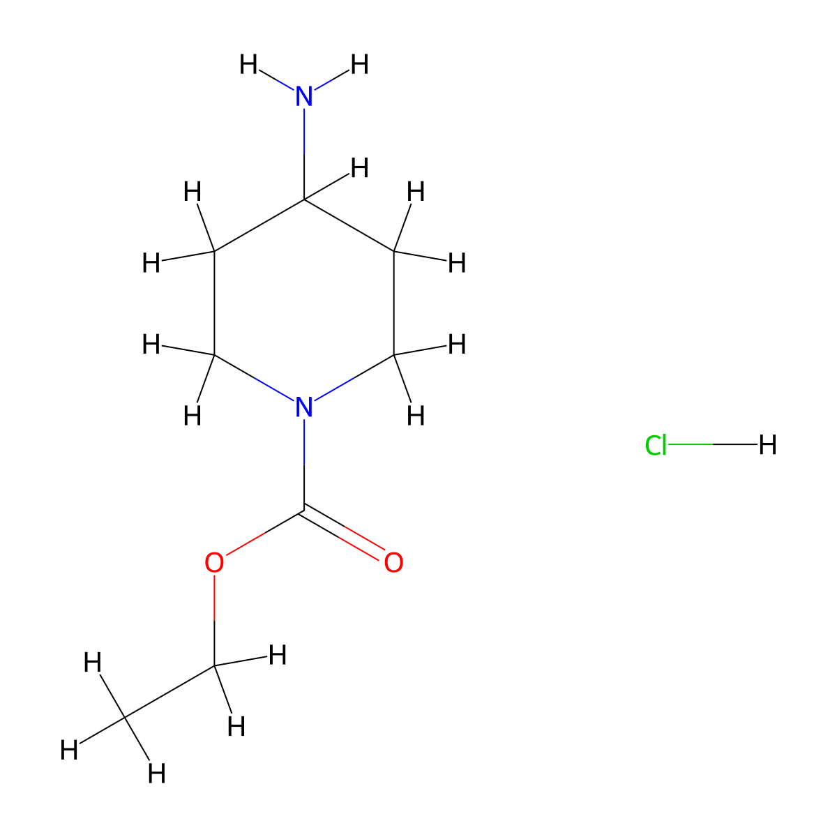 Ethyl 4-aminopiperidine-1-carboxylate monohydrochloride molecular structure, CAS 53786-43-9