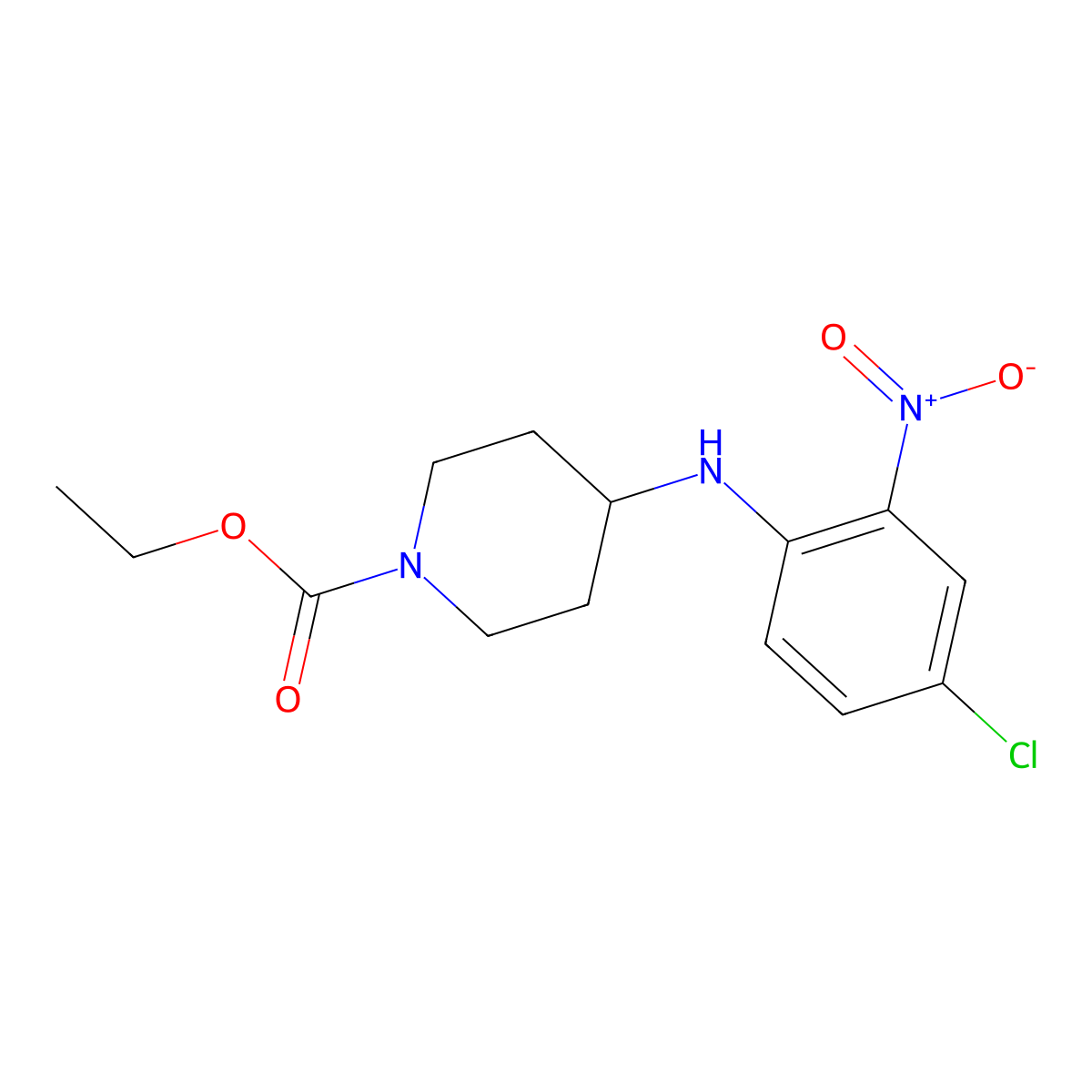 Ethyl 4-((4-chloro-2-nitrophenyl)amino)piperidine-1-carboxylate molecular structure, CAS 53786-44-0