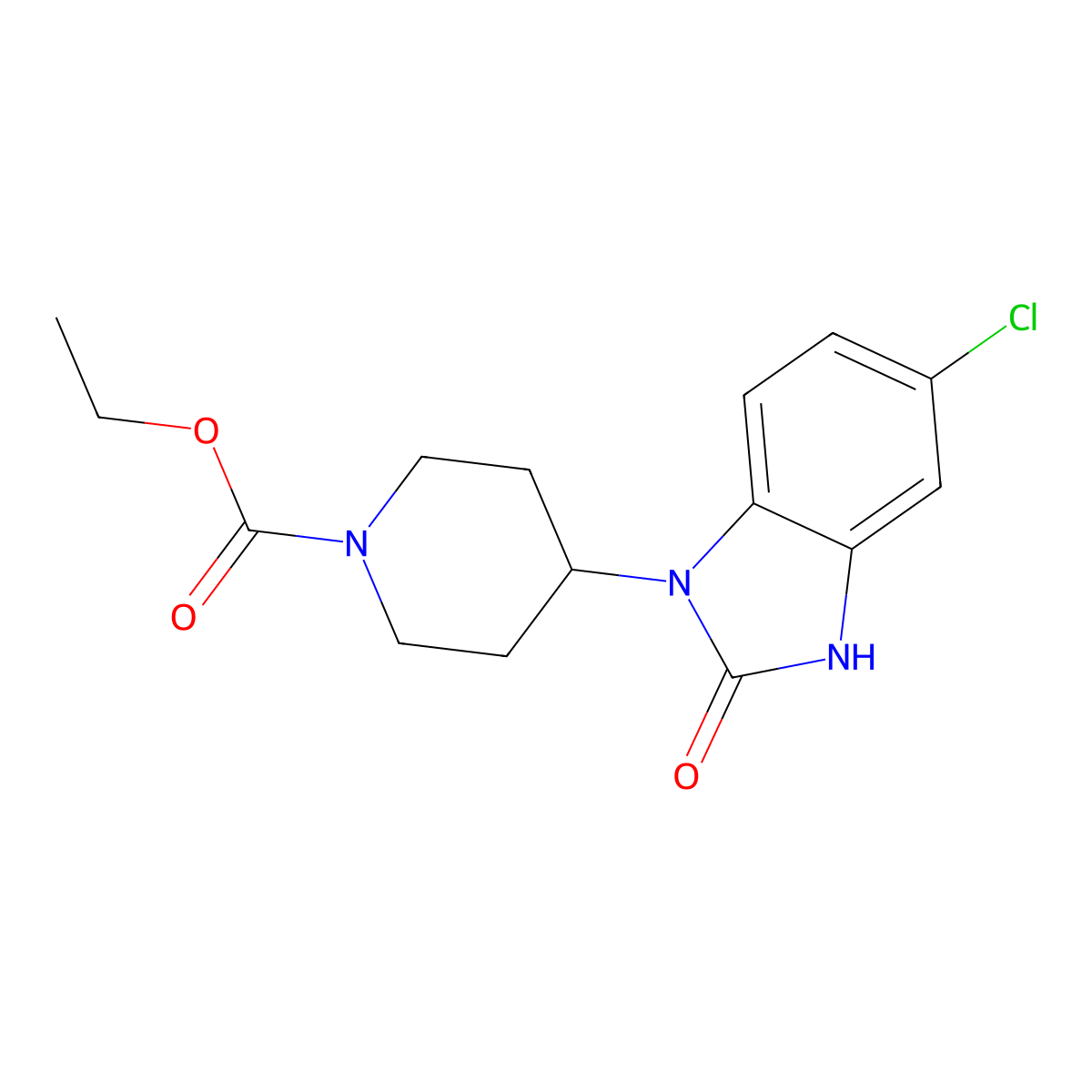 Ethyl 4-(5-chloro-2,3-dihydro-2-oxo-1H-benzimidazol-1-yl)-1-piperidinecarboxylate molecular structure, CAS 53786-46-2