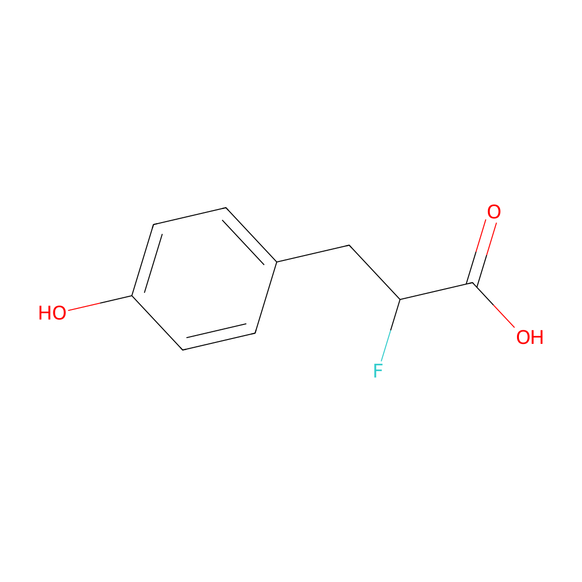 2-Fluoro-3-(4-hydroxyphenyl)propanoic acid molecular structure, CAS 53786-98-4