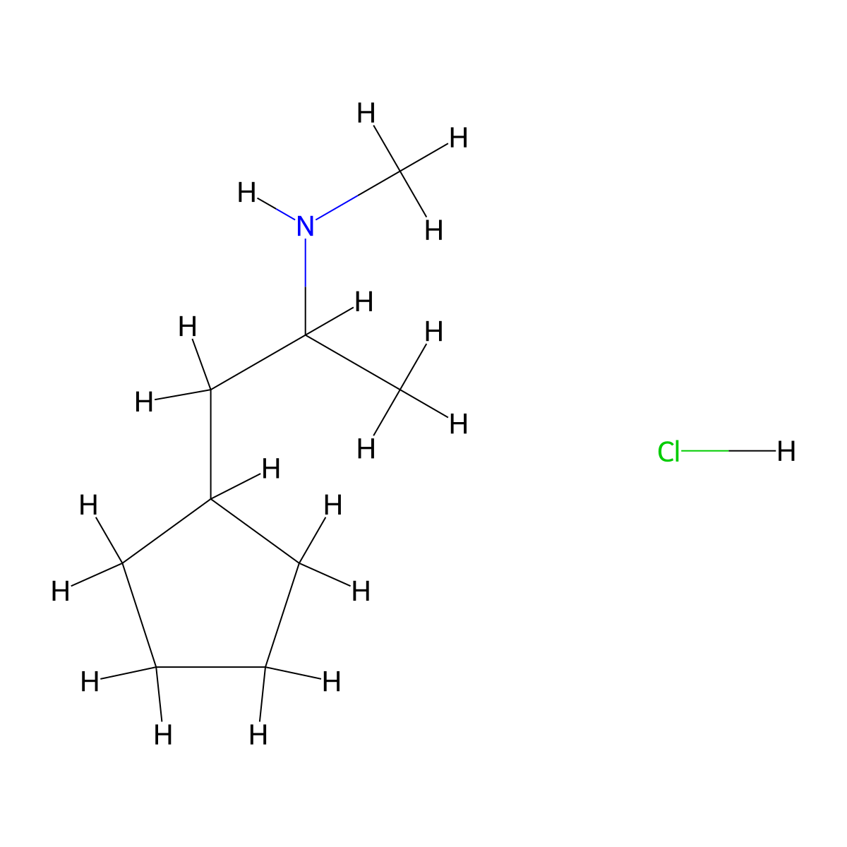 Cyclopentamine Hydrochloride molecular structure, CAS 538-02-3