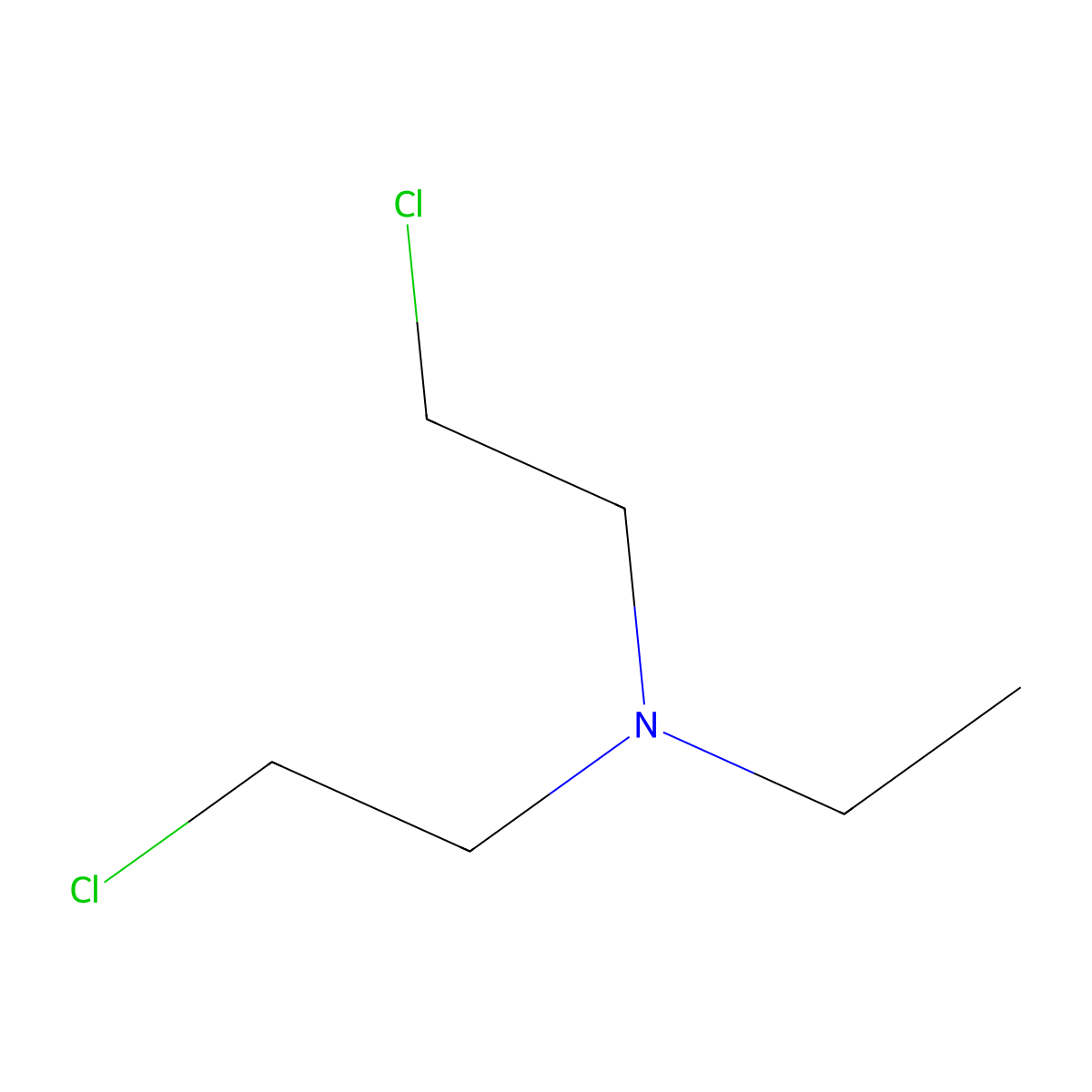 Bis(2-chloroethyl)ethylamine molecular structure, CAS 538-07-8