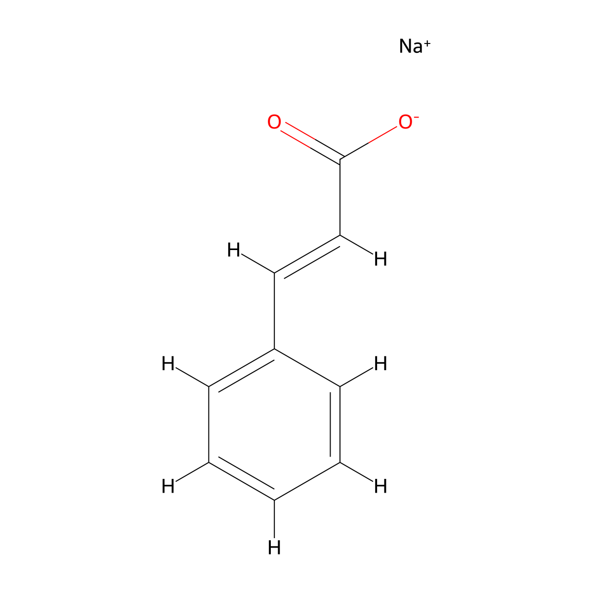 Sodium cinnamate molecular structure, CAS 538-42-1