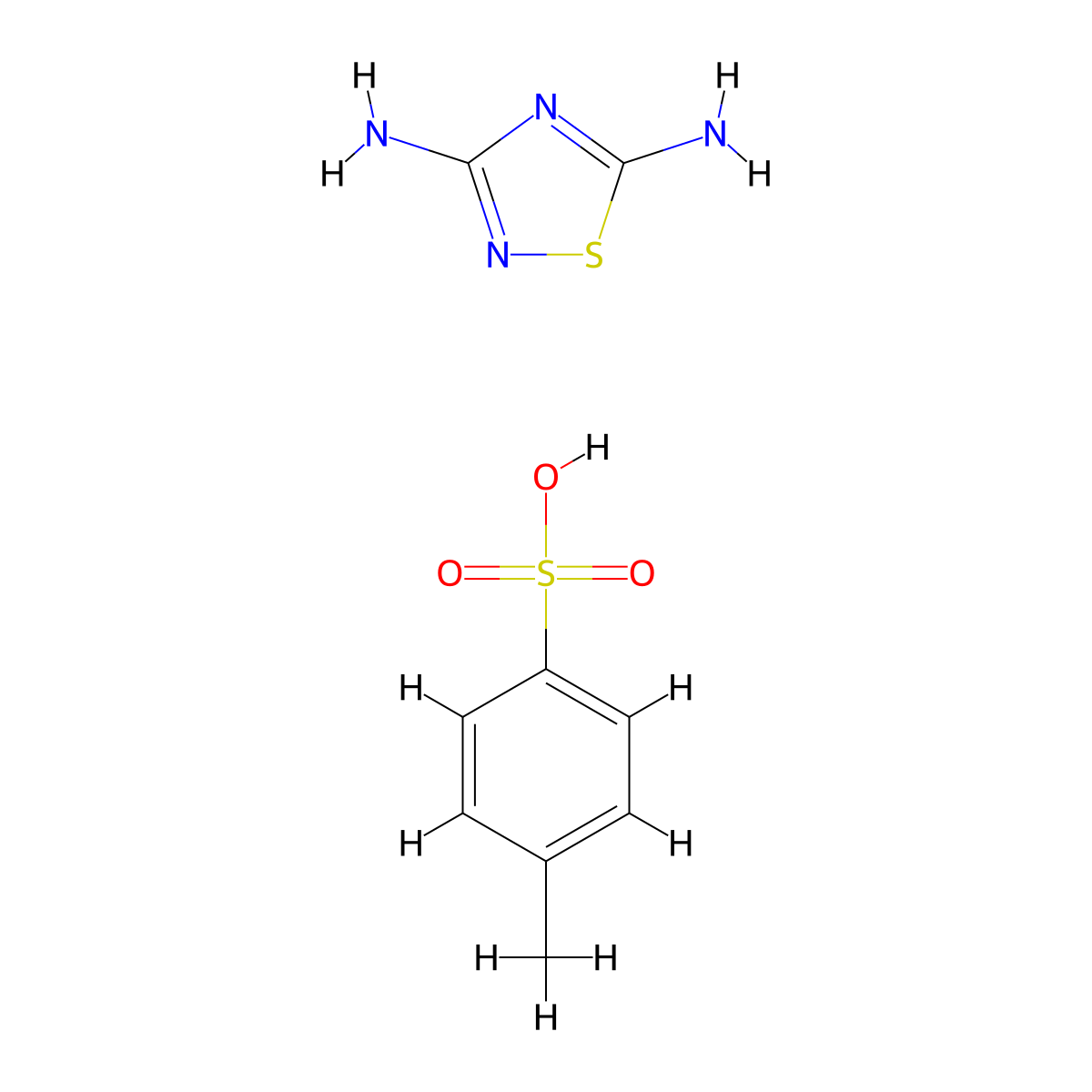 1,2,4-Thiadiazole, 3,5-diamino-, p-toluenesulfonate molecular structure, CAS 5380-27-8