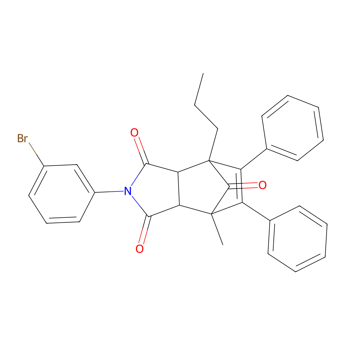 4-(3-Bromophenyl)-1-methyl-8,9-diphenyl-7-propyl-4-azatricyclo[5.2.1.02,6]dec-8-ene-3,5,10-trione molecular structure, CAS 5380-98-3