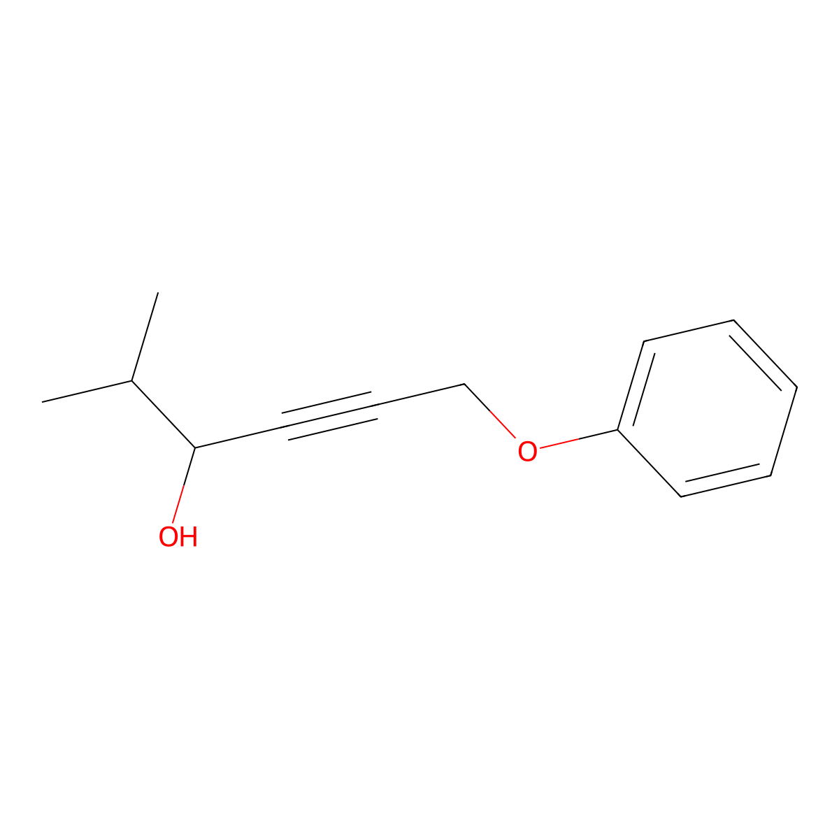 2-Methyl-6-phenoxy-4-hexyn-3-ol molecular structure, CAS 53802-93-0