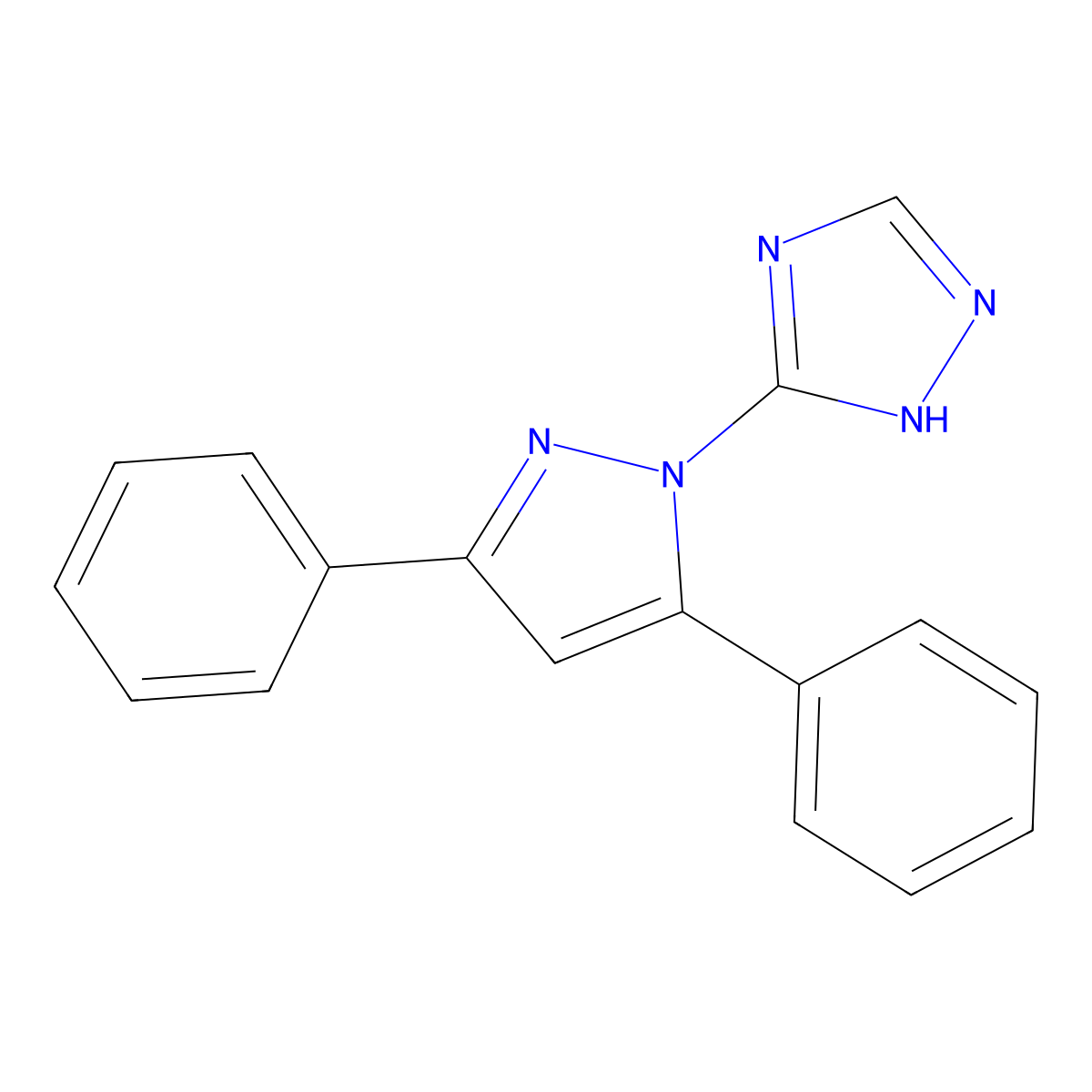 5-(3,5-diphenylpyrazol-1-yl)-1H-1,2,4-triazole molecular structure, CAS 5381-12-4