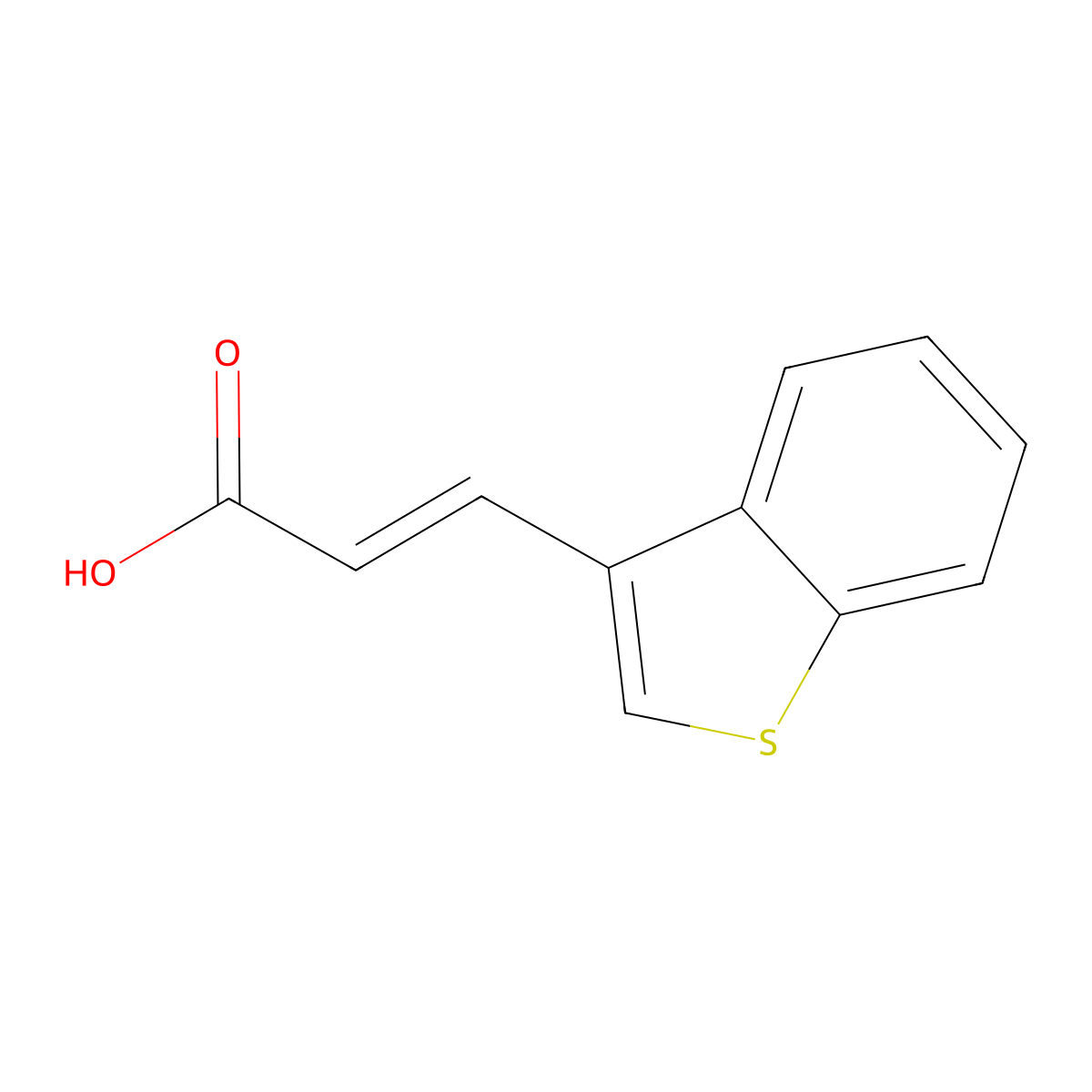 (2E)-3-(1-benzothiophen-3-yl)prop-2-enoic acid molecular structure, CAS 5381-29-3