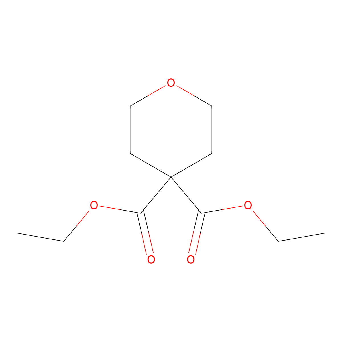 Diethyl tetrahydropyran-4,4-dicarboxylate molecular structure, CAS 5382-77-4