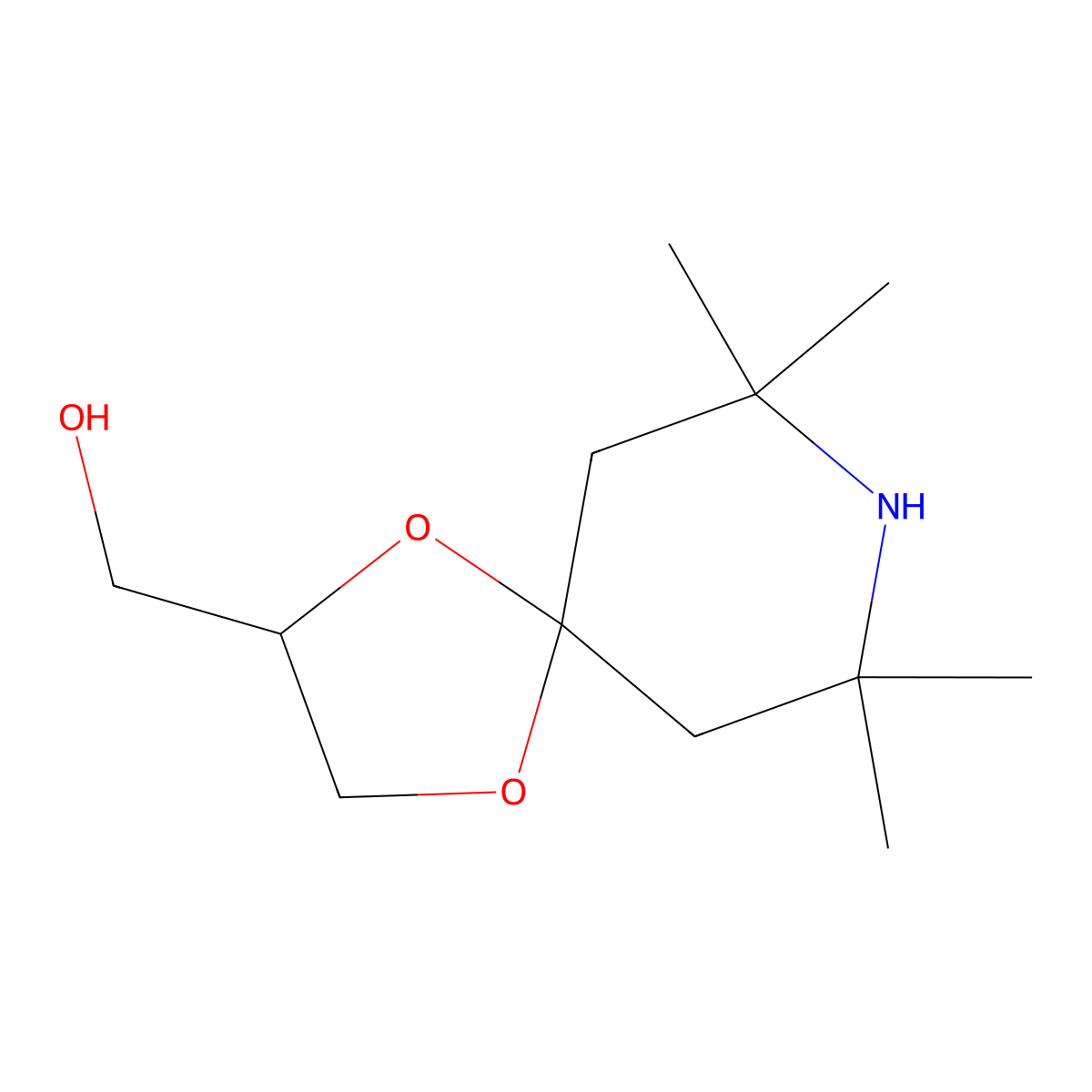 7,7,9,9-Tetramethyl-1,4-dioxa-8-azaspiro(4.5)decane-2-methanol molecular structure, CAS 53825-32-4