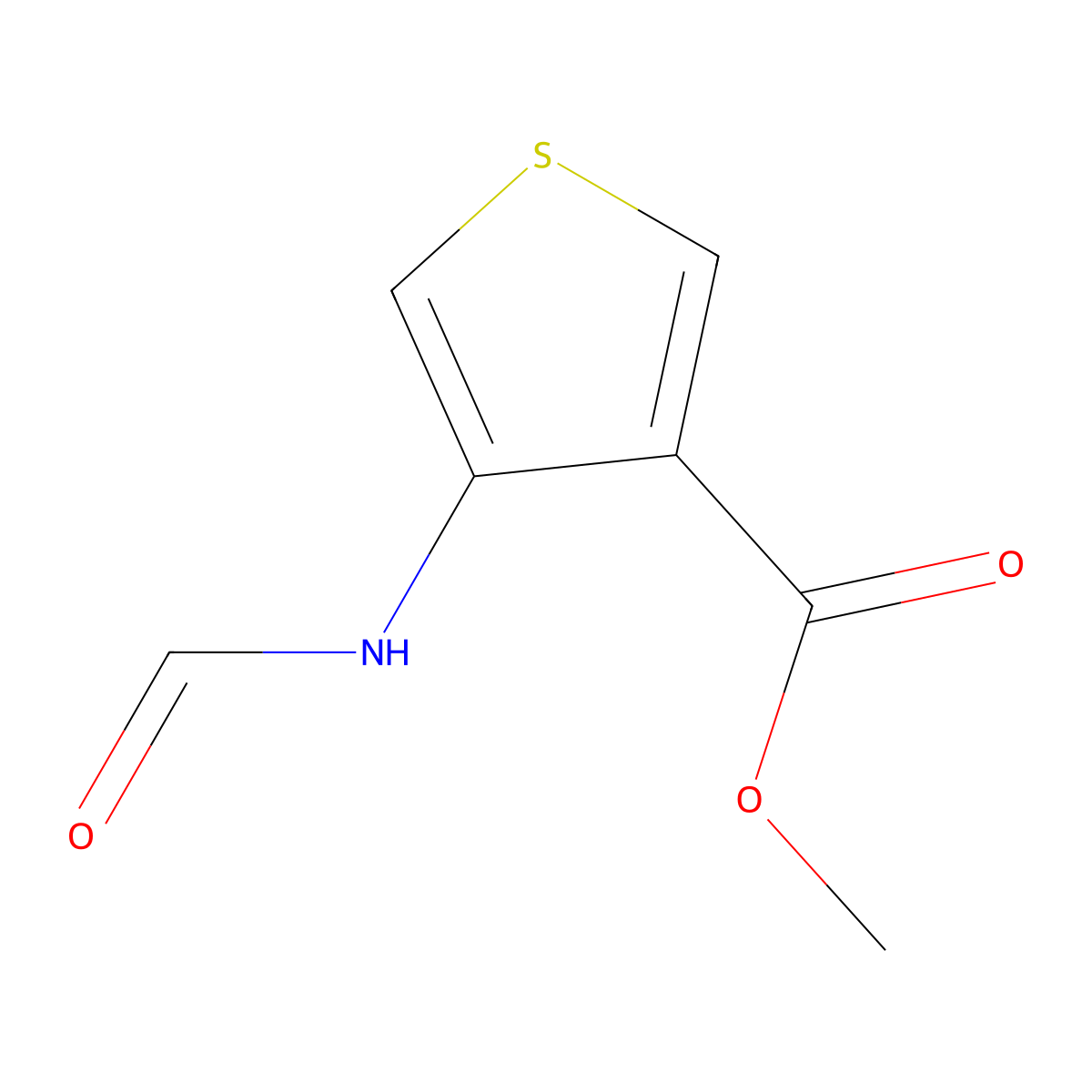 Methyl 4-formamidothiophene-3-carboxylate molecular structure, CAS 53826-78-1