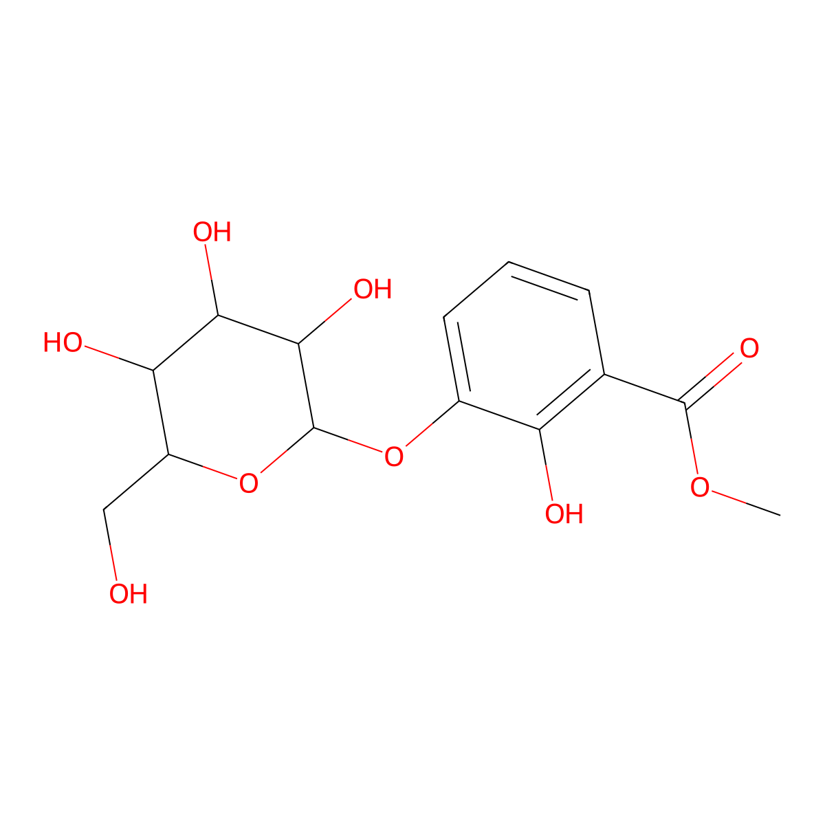 3-(beta-D-Glucopyranosyloxy)-2-hydroxybenzoic acid methyl ester molecular structure, CAS 53827-68-2