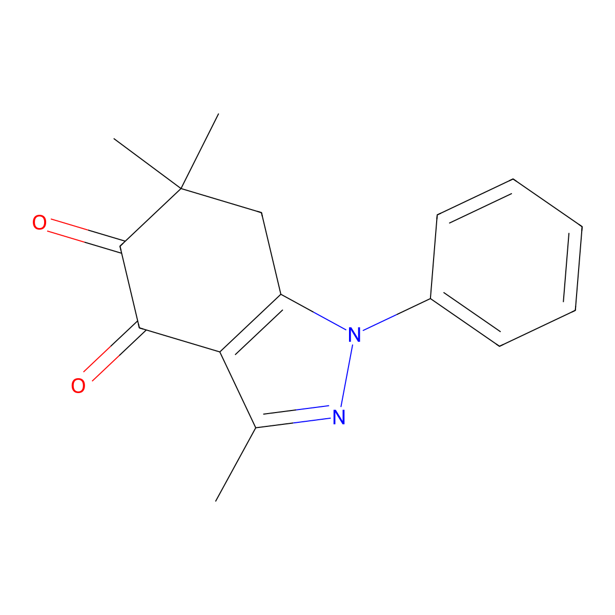 1H-Indazole-4,5-dione, 6,7-dihydro-3,6,6-trimethyl-1-phenyl- molecular structure, CAS 53828-56-1