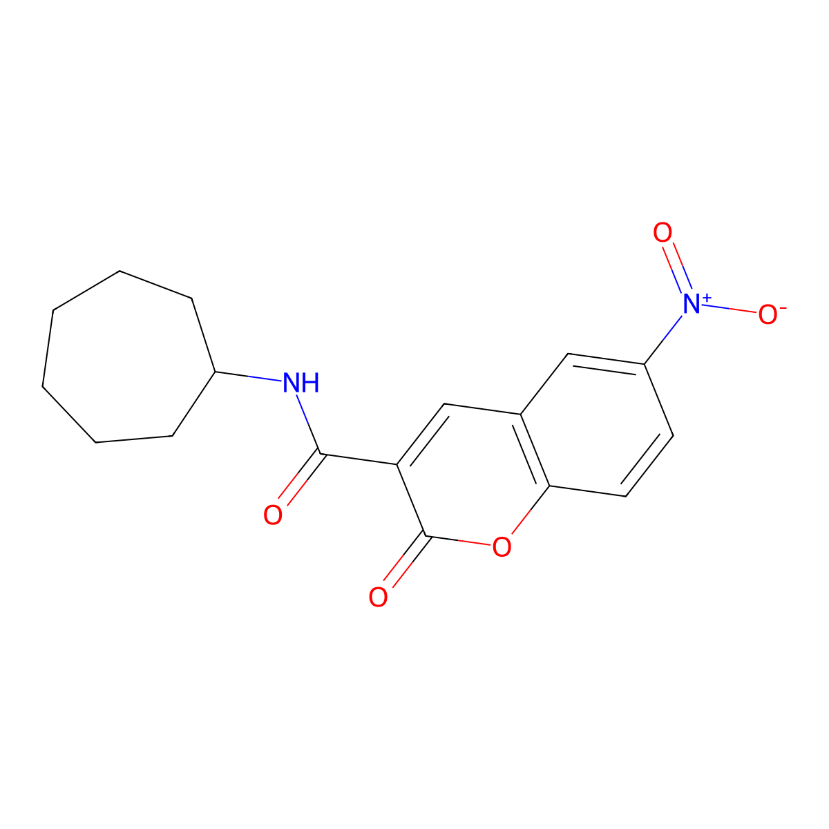 N-cycloheptyl-6-nitro-2-oxo-2H-chromene-3-carboxamide molecular structure, CAS 538316-36-8