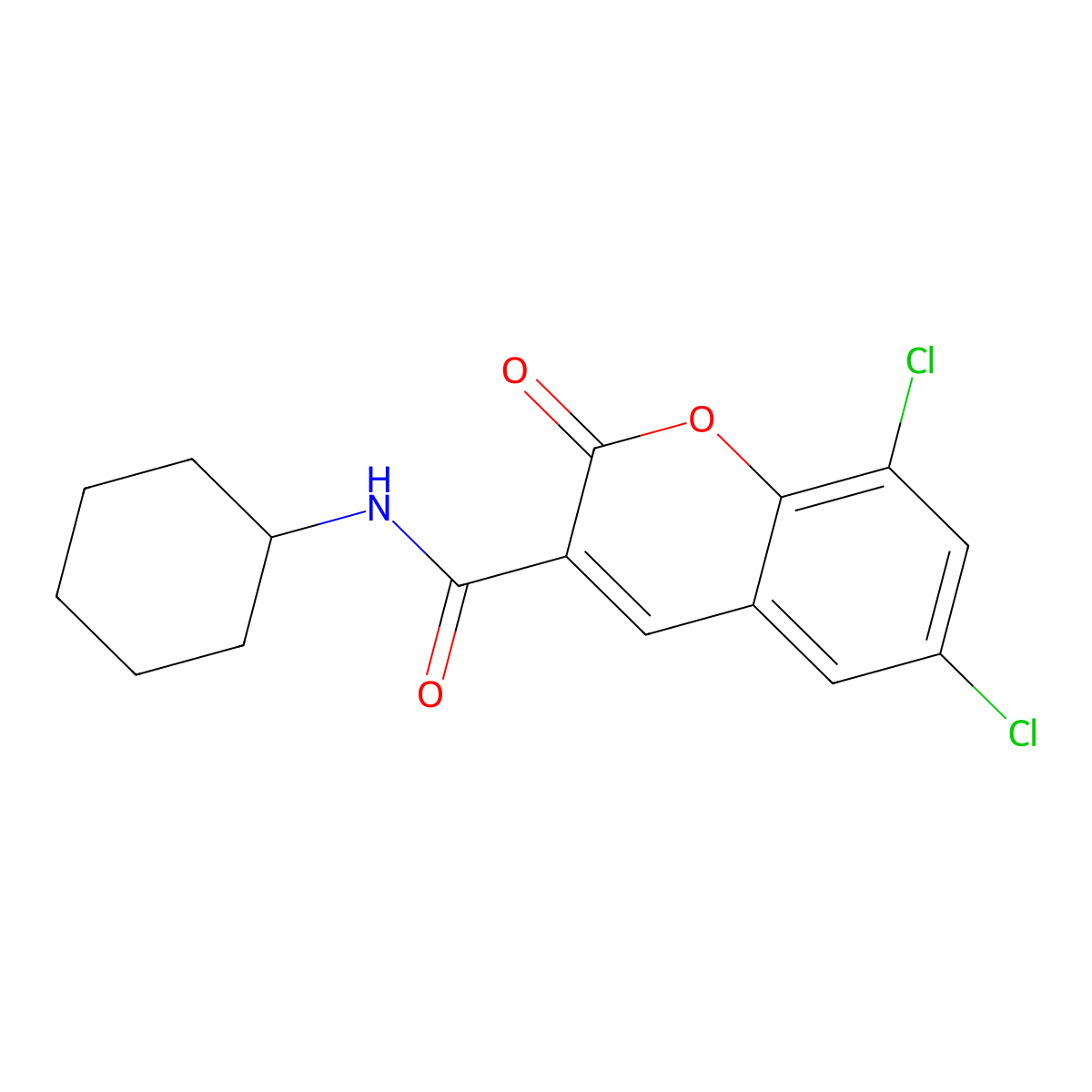 6,8-dichloro-N-cyclohexyl-2-oxo-2H-chromene-3-carboxamide molecular structure, CAS 538316-40-4