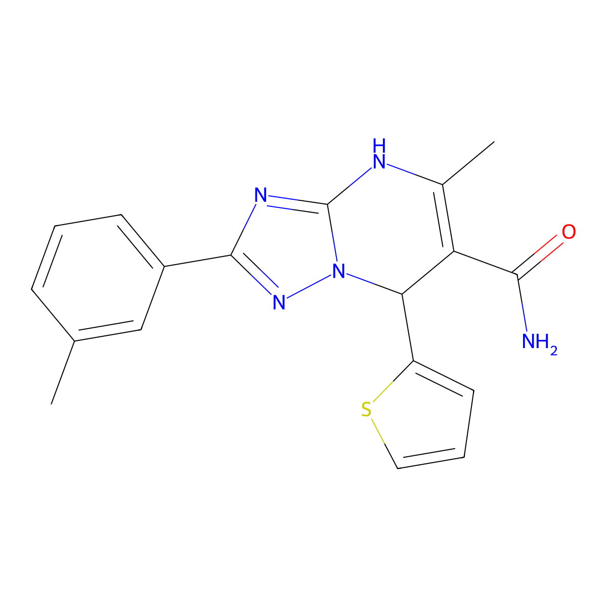 5-Methyl-7-(thiophen-2-yl)-2-(m-tolyl)-4,7-dihydro-[1,2,4]triazolo[1,5-a]pyrimidine-6-carboxamide molecular structure, CAS 538317-40-7