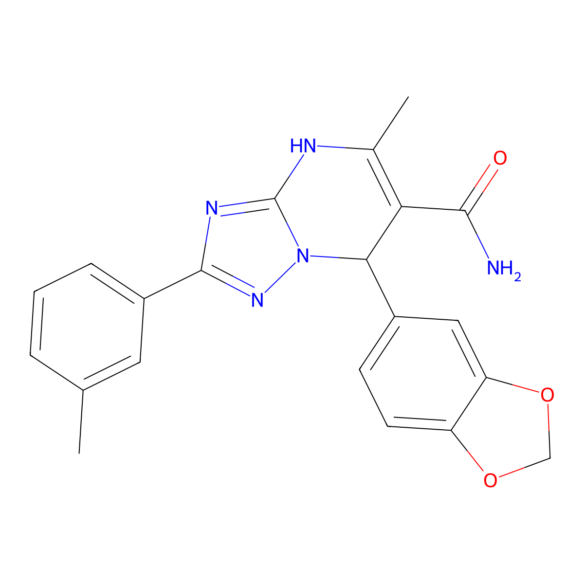 7-(Benzo[d][1,3]dioxol-5-yl)-5-methyl-2-(m-tolyl)-4,7-dihydro-[1,2,4]triazolo[1,5-a]pyrimidine-6-carboxamide molecular structure, CAS 538317-59-8