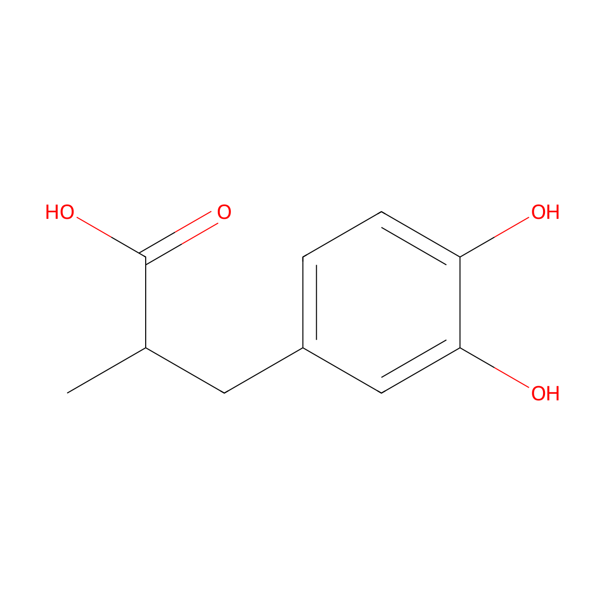 3-(3,4-Dihydroxyphenyl)-2-methylpropanoic acid molecular structure, CAS 53832-94-3