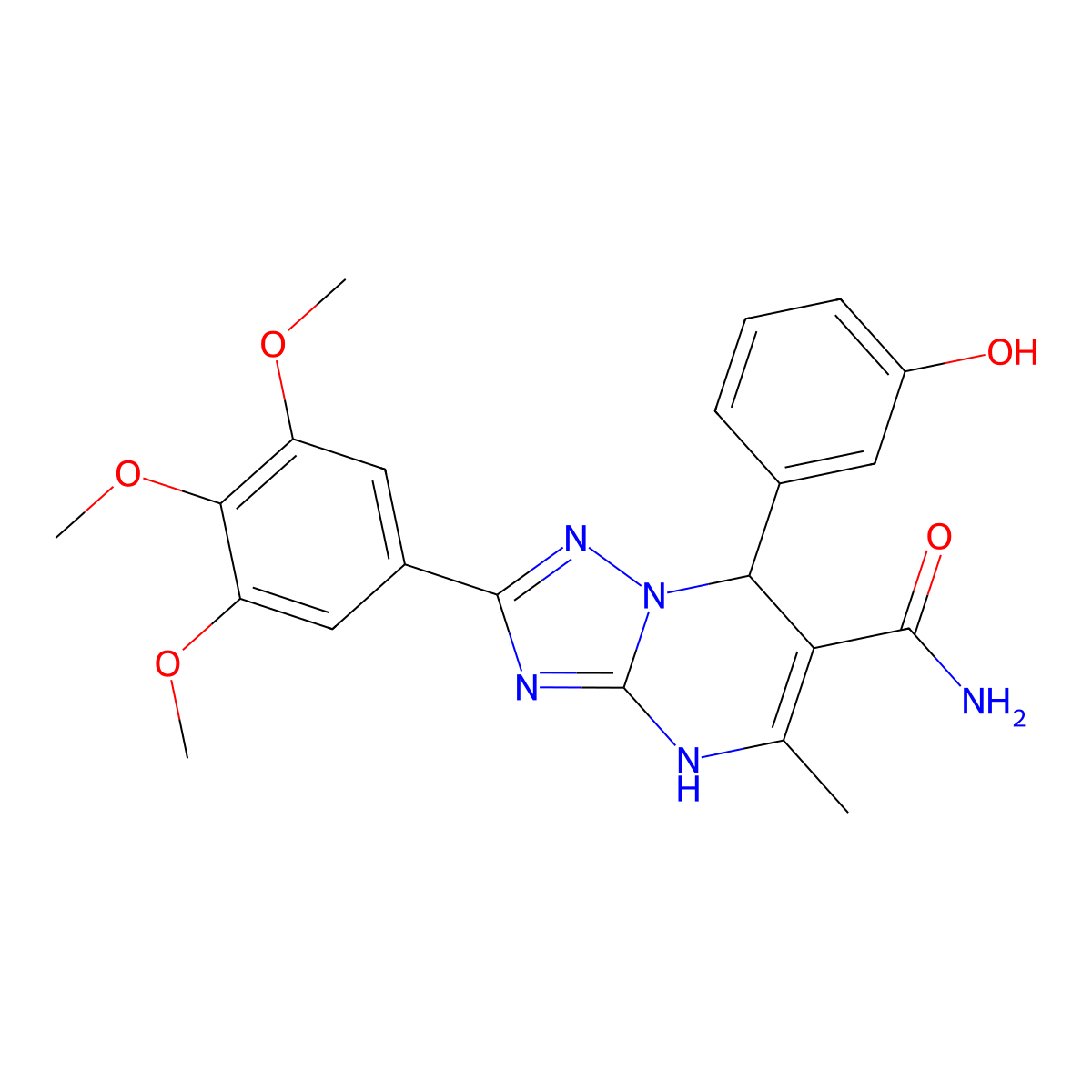 7-(3-Hydroxyphenyl)-5-methyl-2-(3,4,5-trimethoxyphenyl)-4,7-dihydro-[1,2,4]triazolo[1,5-a]pyrimidine-6-carboxamide molecular structure, CAS 538320-44-4