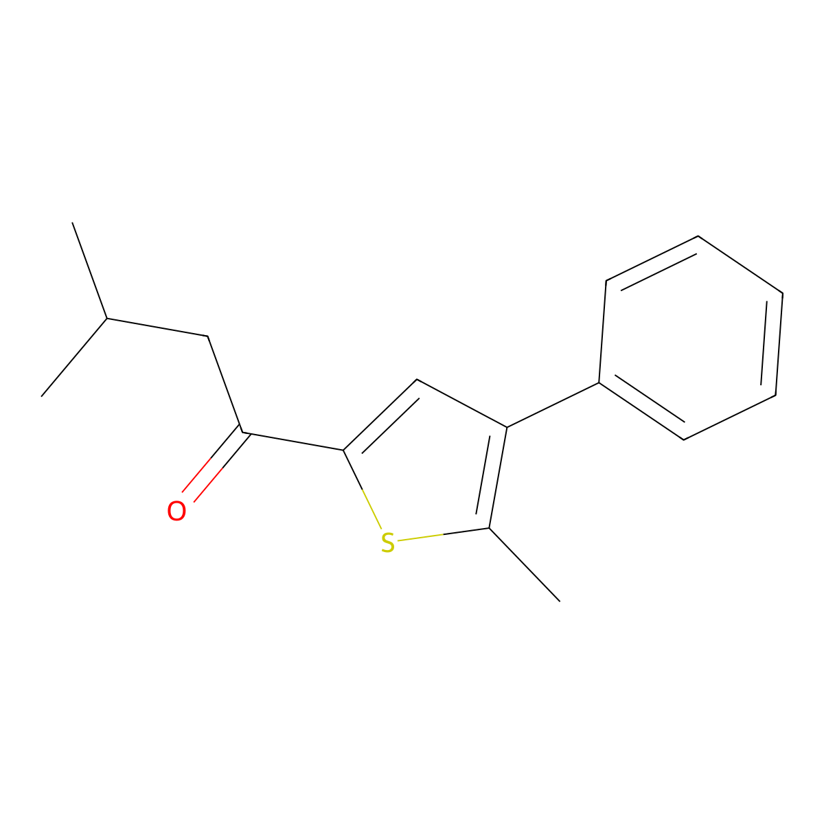 3-Methyl-1-(5-methyl-4-phenylthiophen-2-yl)butan-1-one molecular structure, CAS 538328-48-2
