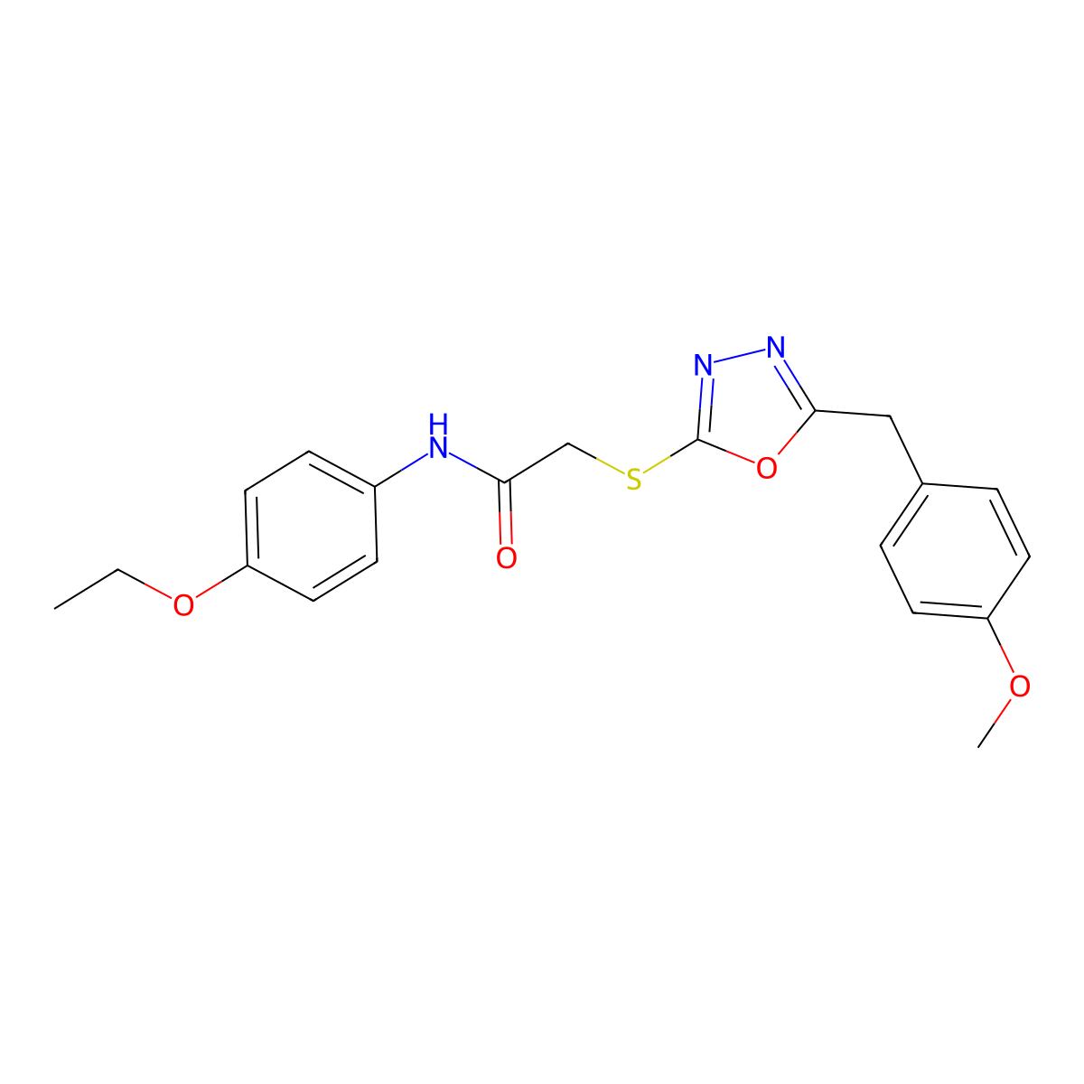 N-(4-ethoxyphenyl)-2-{[5-(4-methoxybenzyl)-1,3,4-oxadiazol-2-yl]sulfanyl}acetamide molecular structure, CAS 538336-16-2