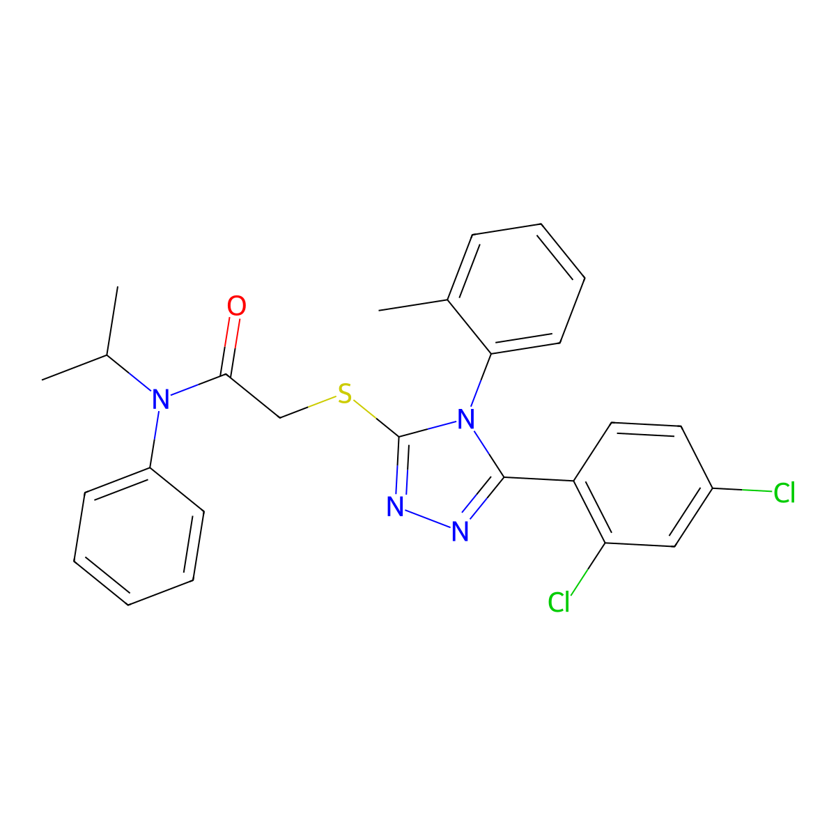 2-((5-(2,4-Dichlorophenyl)-4-(2-methylphenyl)-4H-1,2,4-triazol-3-YL)sulfanyl)-N-isopropyl-N-phenylacetamide molecular structure, CAS 538336-36-6