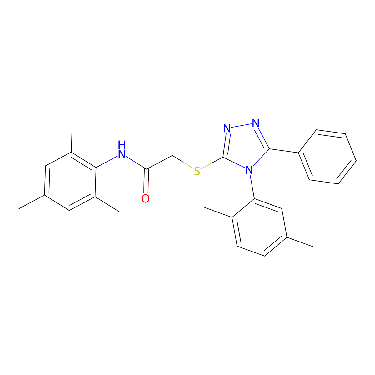 2-((4-(2,5-Dimethylphenyl)-5-PH-4H-1,2,4-triazol-3-YL)thio)-N-mesitylacetamide molecular structure, CAS 538336-45-7