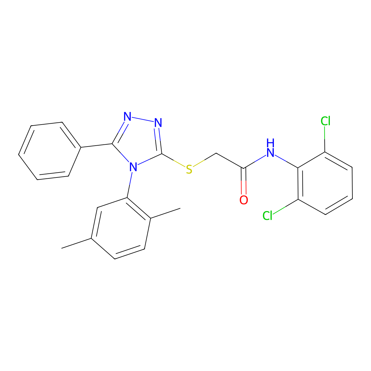 N-(2,6-Dichlorophenyl)-2-((4-(2,5-dimethylphenyl)-5-phenyl-4H-1,2,4-triazol-3-YL)sulfanyl)acetamide molecular structure, CAS 538336-50-4