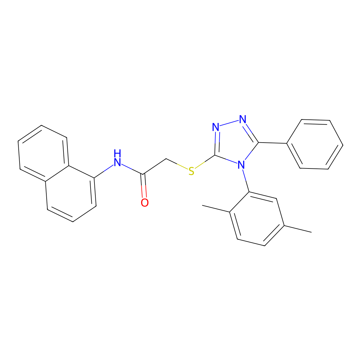 2-((4-(2,5-Dimethylphenyl)-5-phenyl-4H-1,2,4-triazol-3-YL)sulfanyl)-N-(1-naphthyl)acetamide molecular structure, CAS 538336-51-5