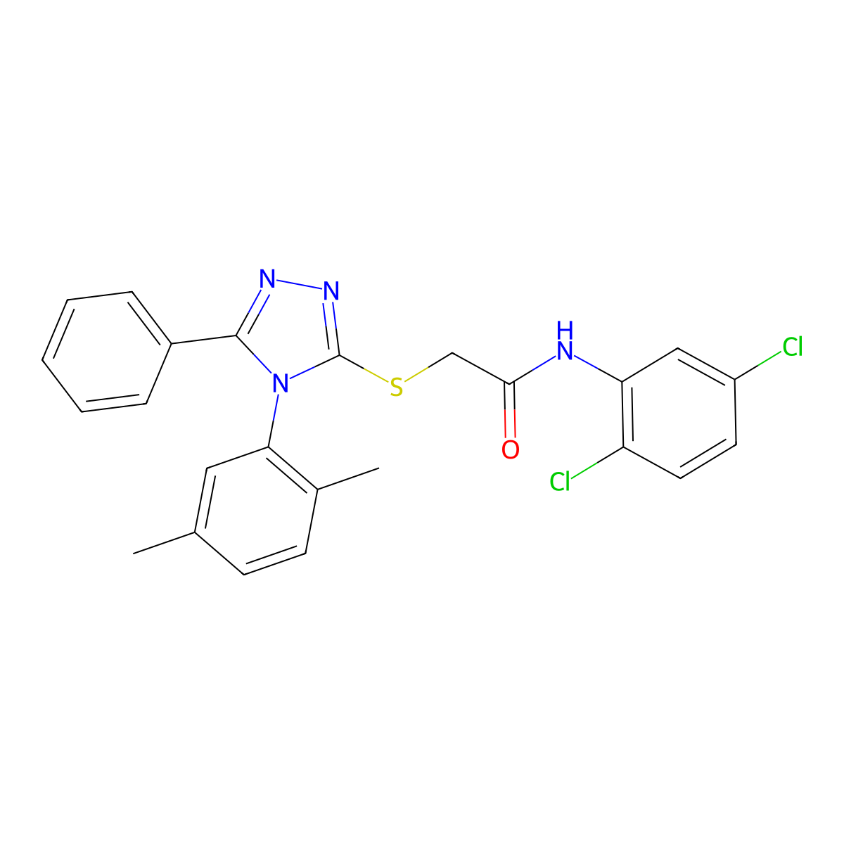 N-(2,5-Dichlorophenyl)-2-((4-(2,5-dimethylphenyl)-5-phenyl-4H-1,2,4-triazol-3-YL)sulfanyl)acetamide molecular structure, CAS 538336-54-8