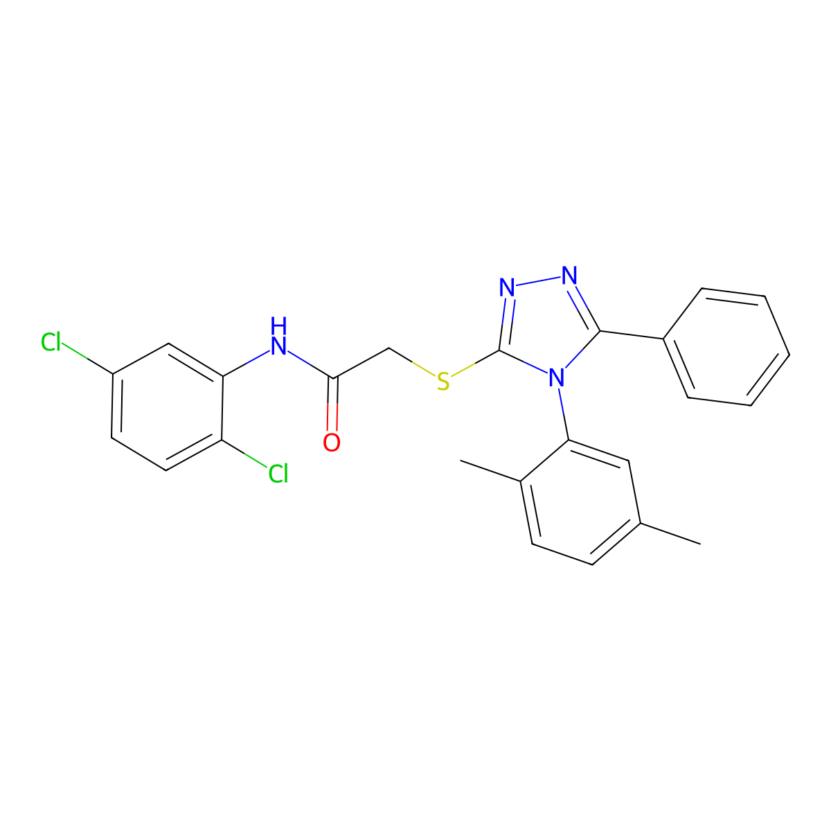 N-(2,5-Dichlorophenyl)-2-((4-(2,5-dimethylphenyl)-5-phenyl-4H-1,2,4-triazol-3-YL)sulfanyl)acetamide molecular structure, CAS 538336-54-8