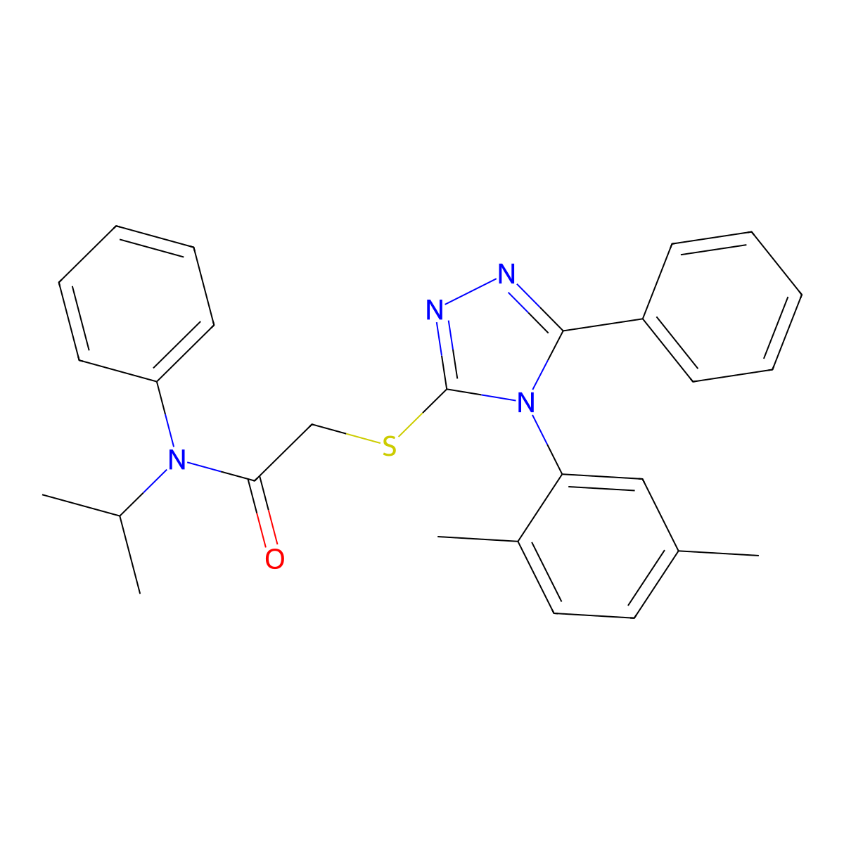 2-((4-(2,5-Dimethylphenyl)-5-phenyl-4H-1,2,4-triazol-3-YL)sulfanyl)-N-isopropyl-N-phenylacetamide molecular structure, CAS 538336-66-2