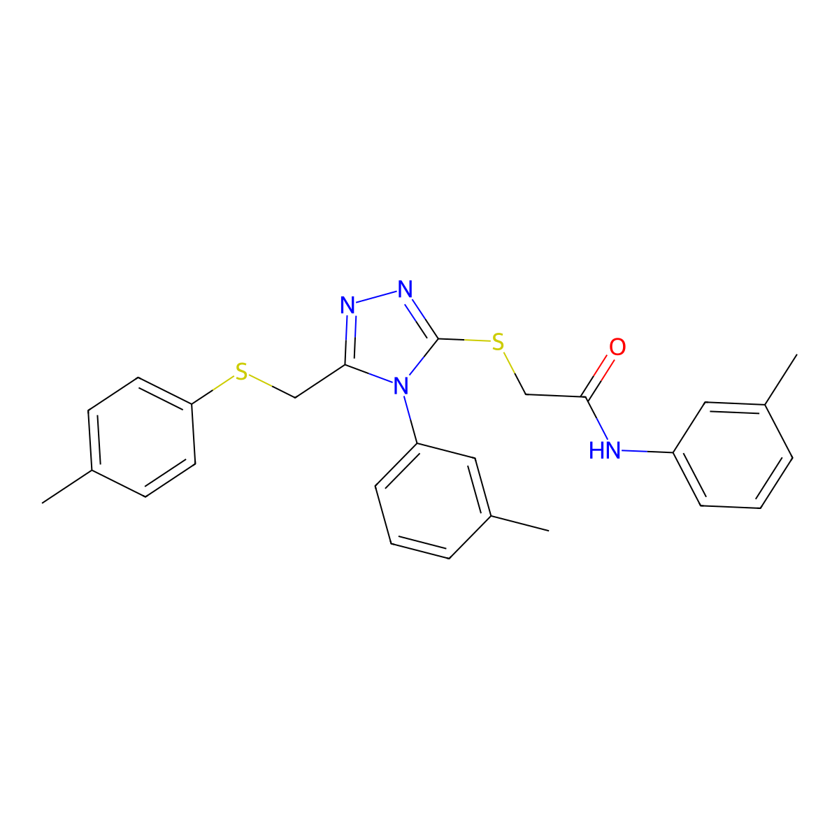 N-(3-Methylphenyl)-2-[(4-(3-methylphenyl)-5-{[(4-methylphenyl)sulfanyl]methyl}-4H-1,2,4-triazol-3-YL)sulfanyl]acetamide molecular structure, CAS 538336-70-8