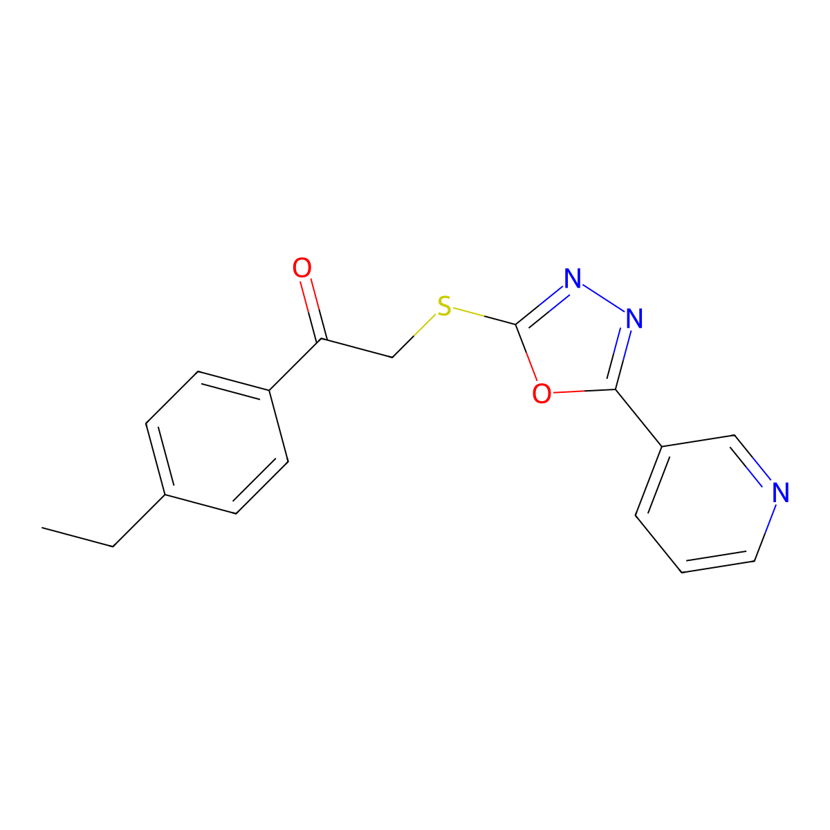 1-(4-Ethylphenyl)-2-((5-(pyridin-3-yl)-1,3,4-oxadiazol-2-yl)thio)ethanone molecular structure, CAS 538336-73-1