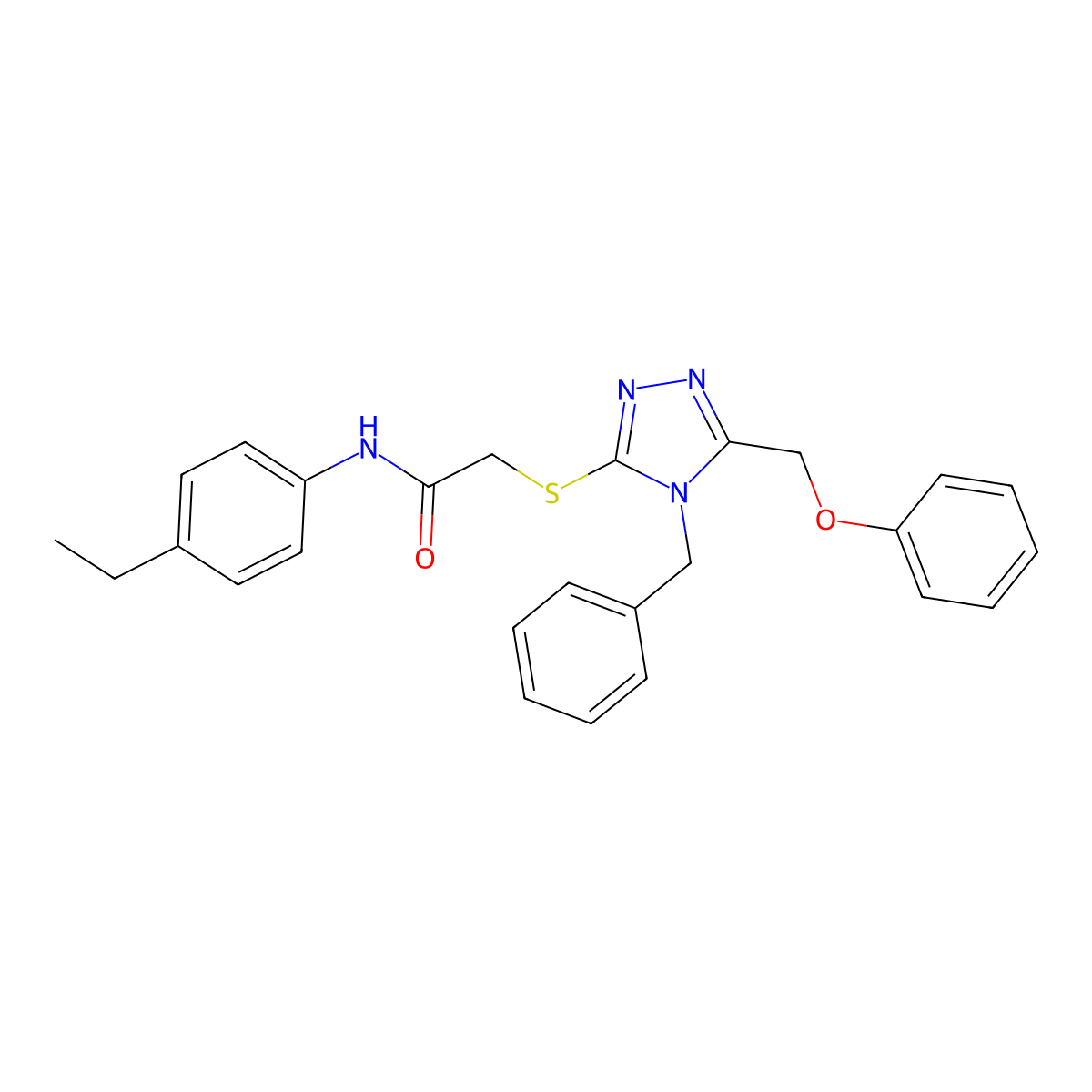 2-{[4-Benzyl-5-(phenoxymethyl)-4H-1,2,4-triazol-3-YL]sulfanyl}-N-(4-ethylphenyl)acetamide molecular structure, CAS 538336-83-3