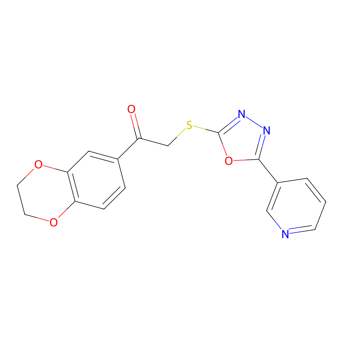 1-(2,3-Dihydro-1,4-benzodioxin-6-yl)-2-{[5-(3-pyridinyl)-1,3,4-oxadiazol-2-yl]sulfanyl}ethanone molecular structure, CAS 538336-85-5