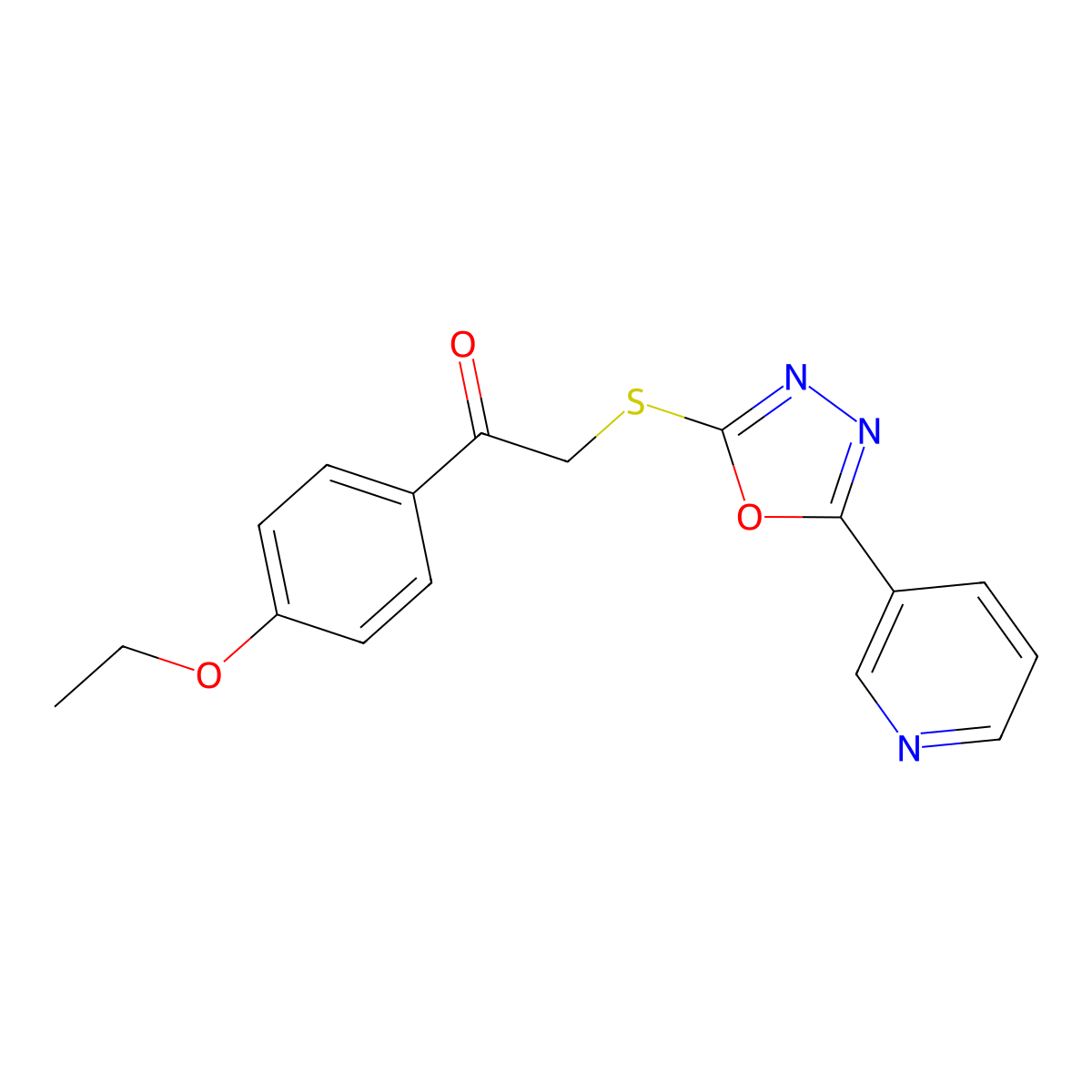 1-(4-Ethoxyphenyl)-2-[(5-pyridin-3-yl-1,3,4-oxadiazol-2-yl)sulfanyl]ethanone molecular structure, CAS 538336-88-8