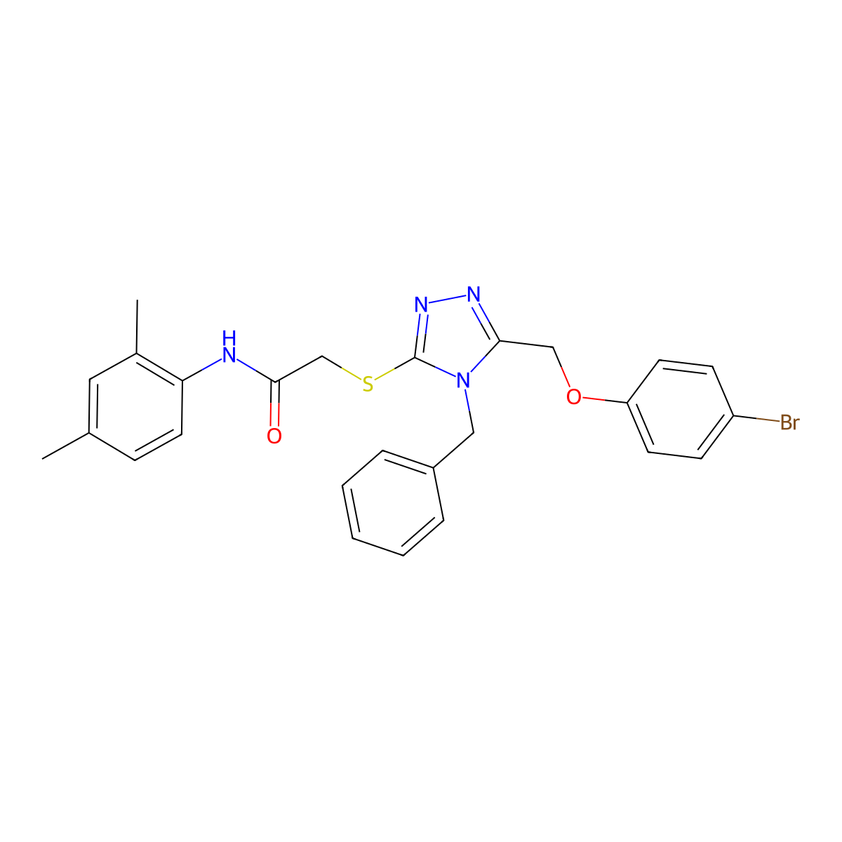 2-({4-Benzyl-5-[(4-bromophenoxy)methyl]-4H-1,2,4-triazol-3-YL}sulfanyl)-N-(2,4-dimethylphenyl)acetamide molecular structure, CAS 538337-00-7