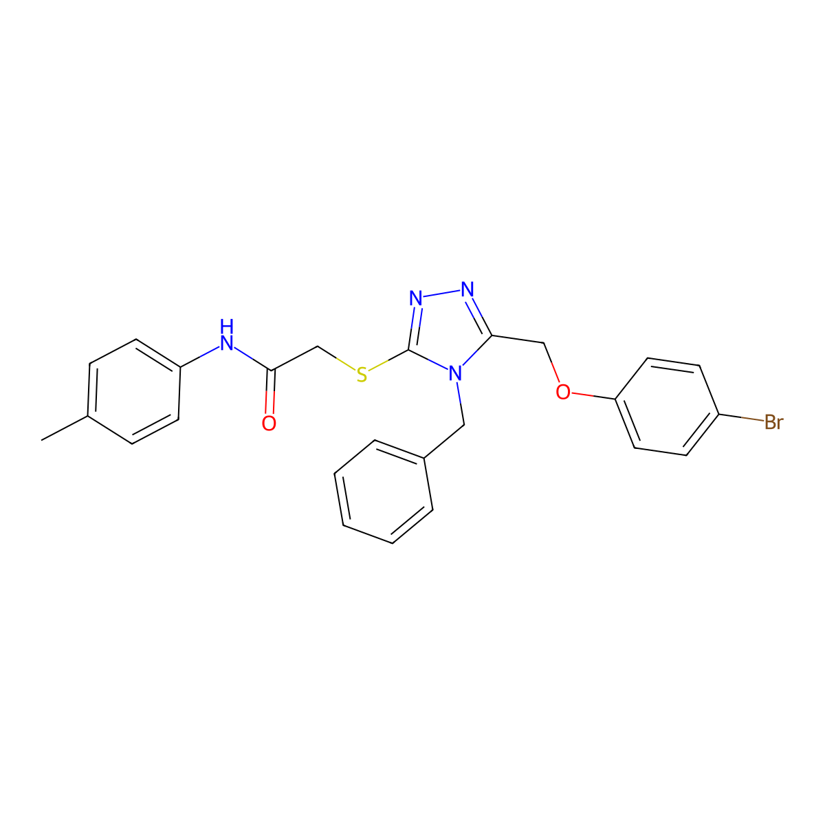 2-({4-Benzyl-5-[(4-bromophenoxy)methyl]-4H-1,2,4-triazol-3-YL}sulfanyl)-N-(4-methylphenyl)acetamide molecular structure, CAS 538337-01-8