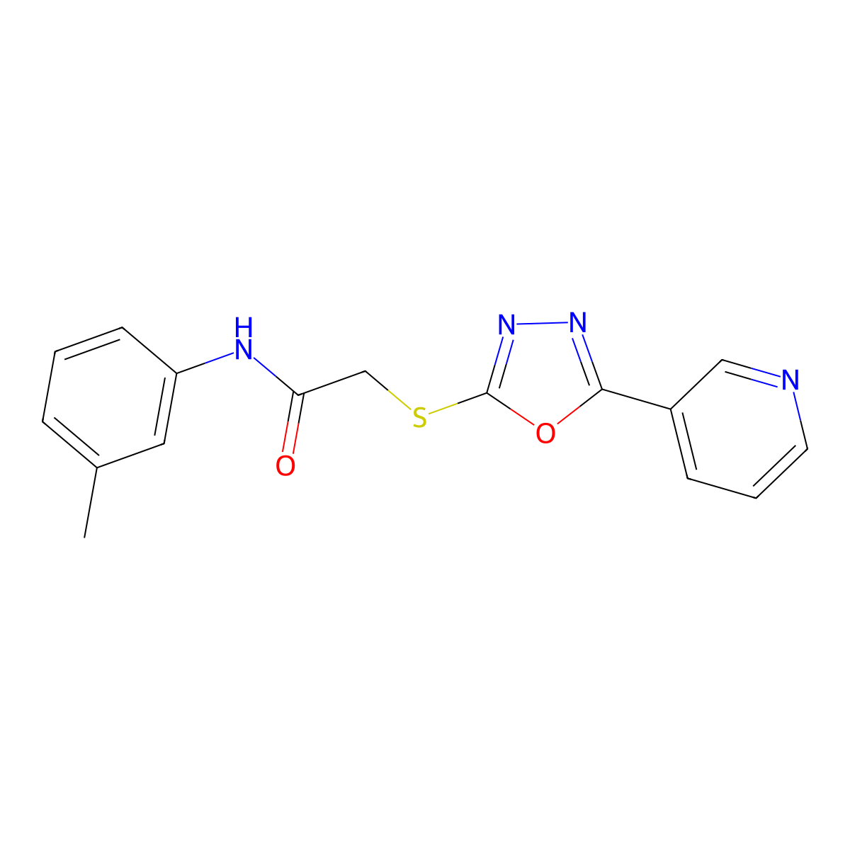 N-(3-methylphenyl)-2-[(5-pyridin-3-yl-1,3,4-oxadiazol-2-yl)sulfanyl]acetamide molecular structure, CAS 538337-02-9